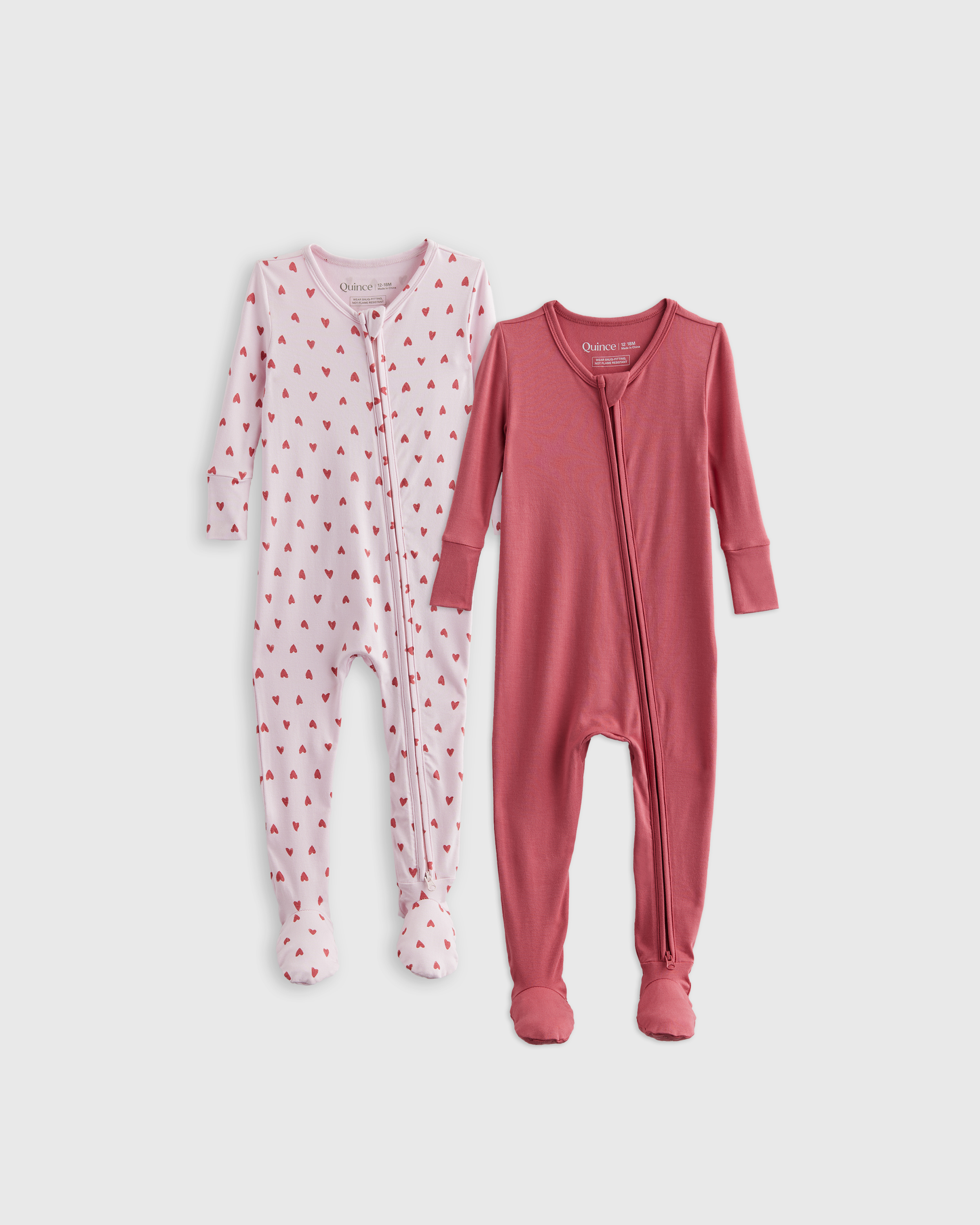 Quince Bamboo Tight Fit Footie Pajamas 2-pack Baby Girl In Red