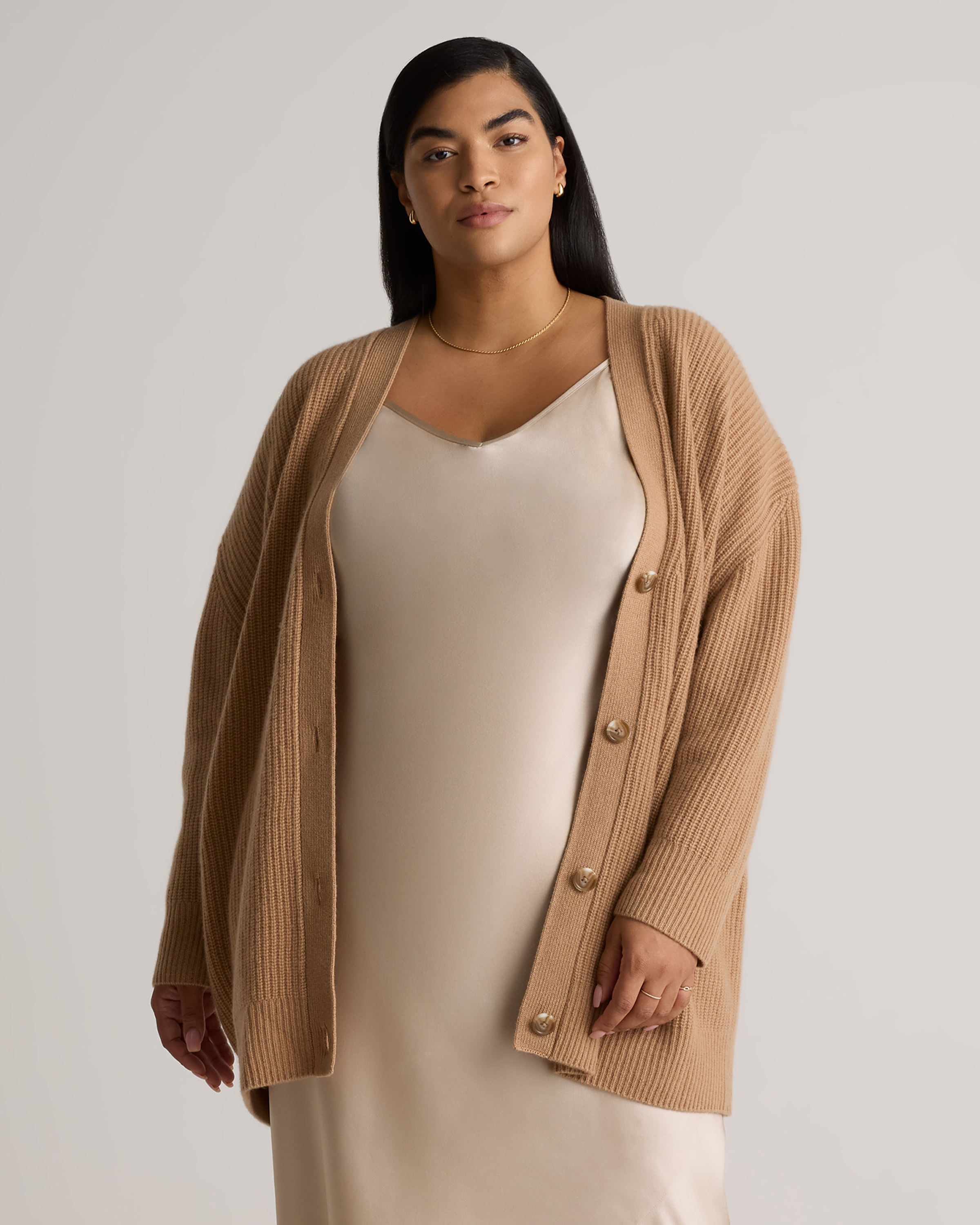 Mongolian Cashmere Oversized Boyfriend Cardigan Sweater - Plus Size