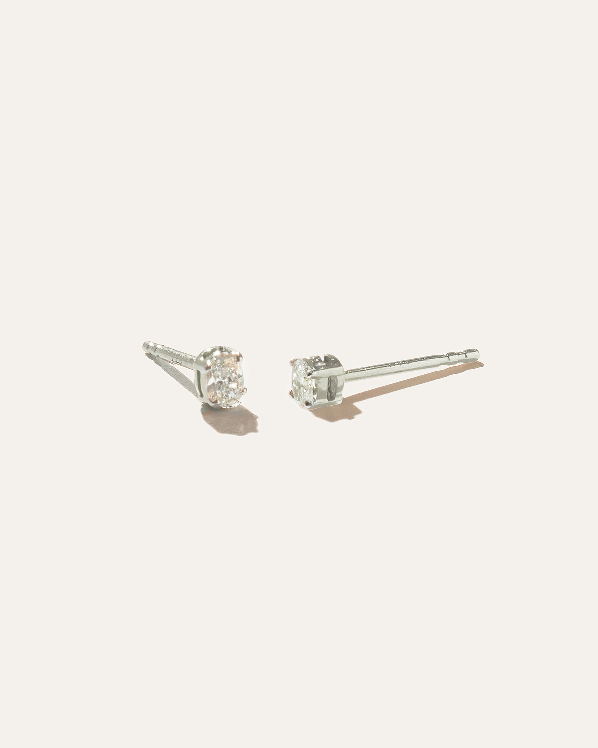 14K Gold Petite Oval Diamond Studs