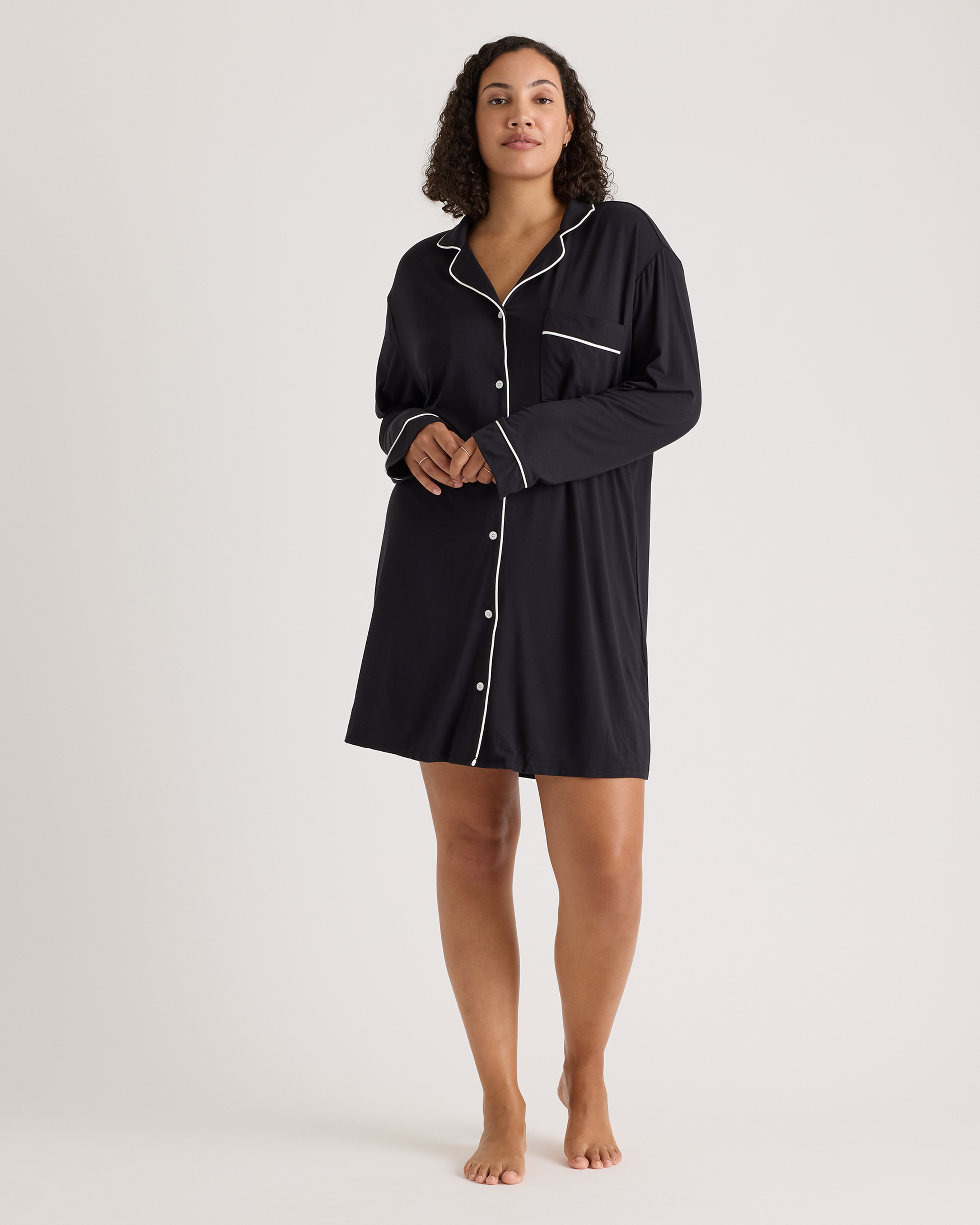 Bamboo Jersey Sleep Shirt in True Black