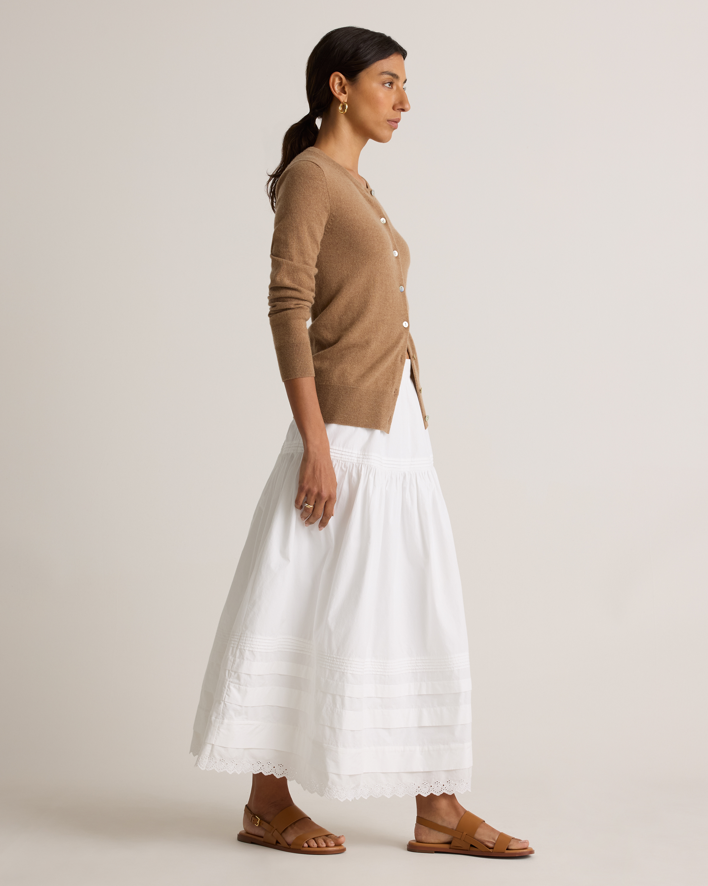 100% Organic Cotton Poplin Pintuck Maxi Skirt in Black