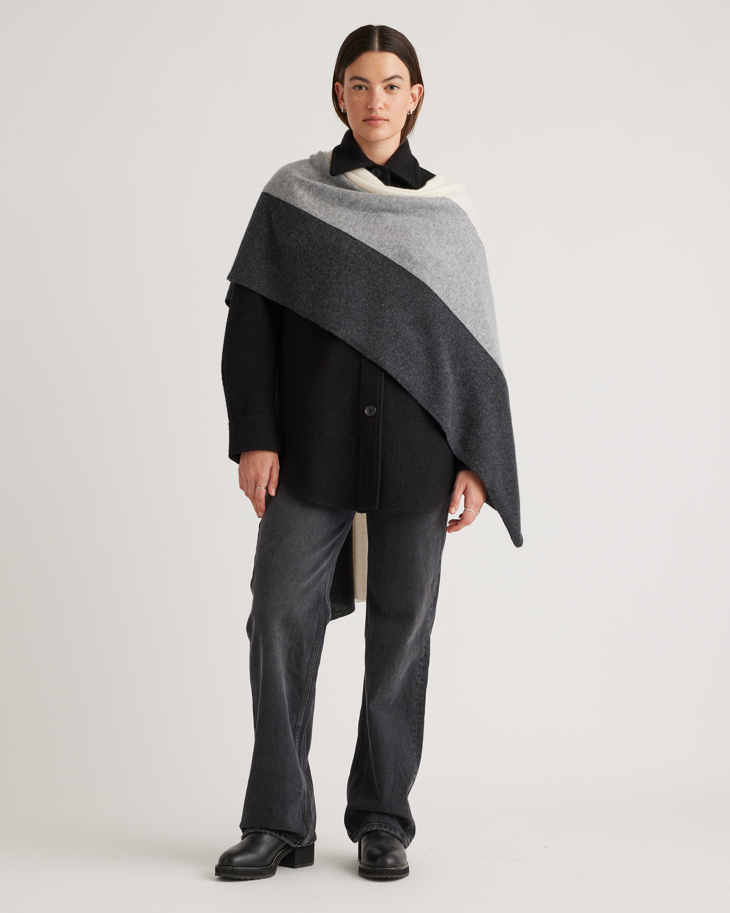 Mongolian Cashmere Colorblock Wrap