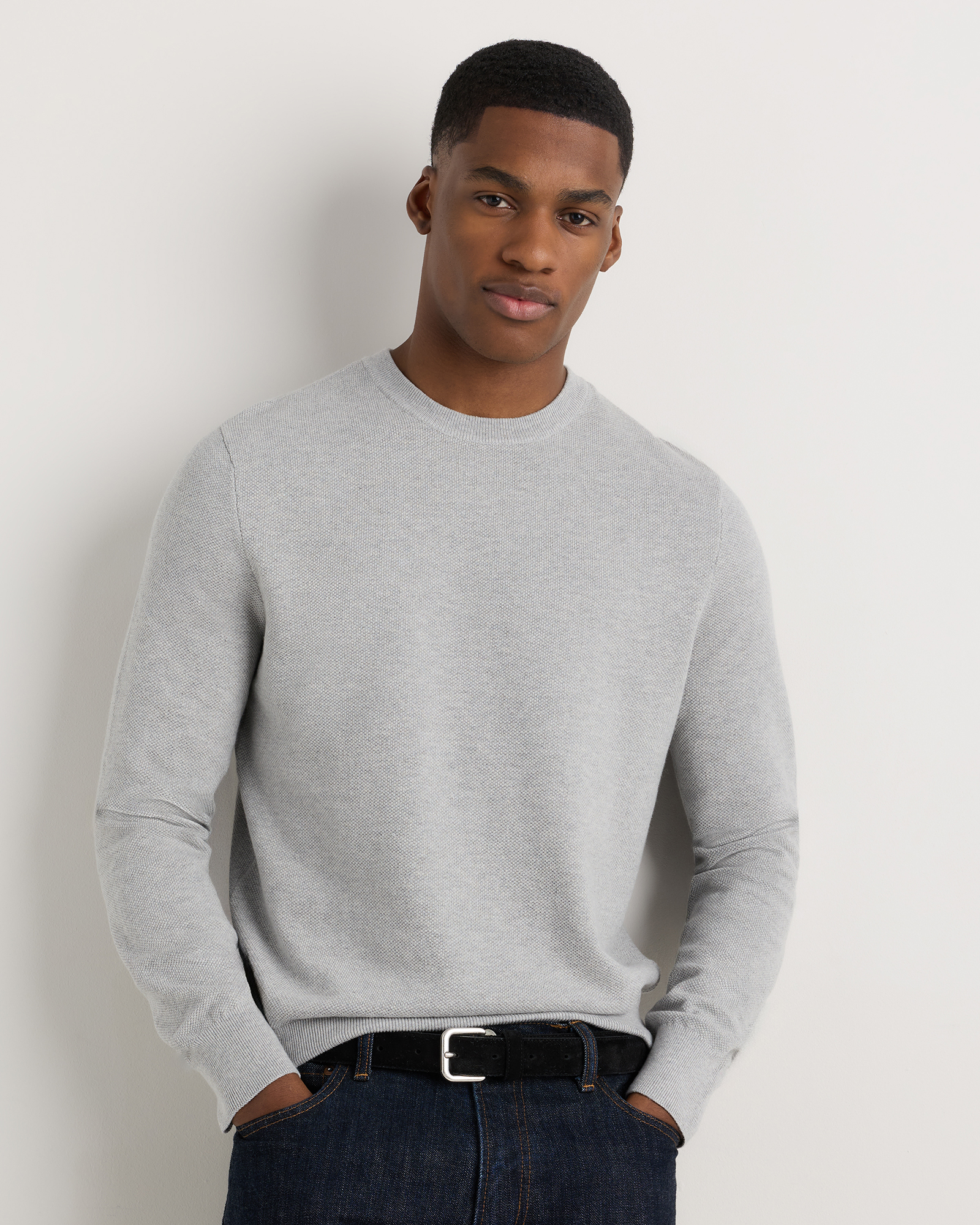 100% Organic Cotton Pique Crewneck Sweater
