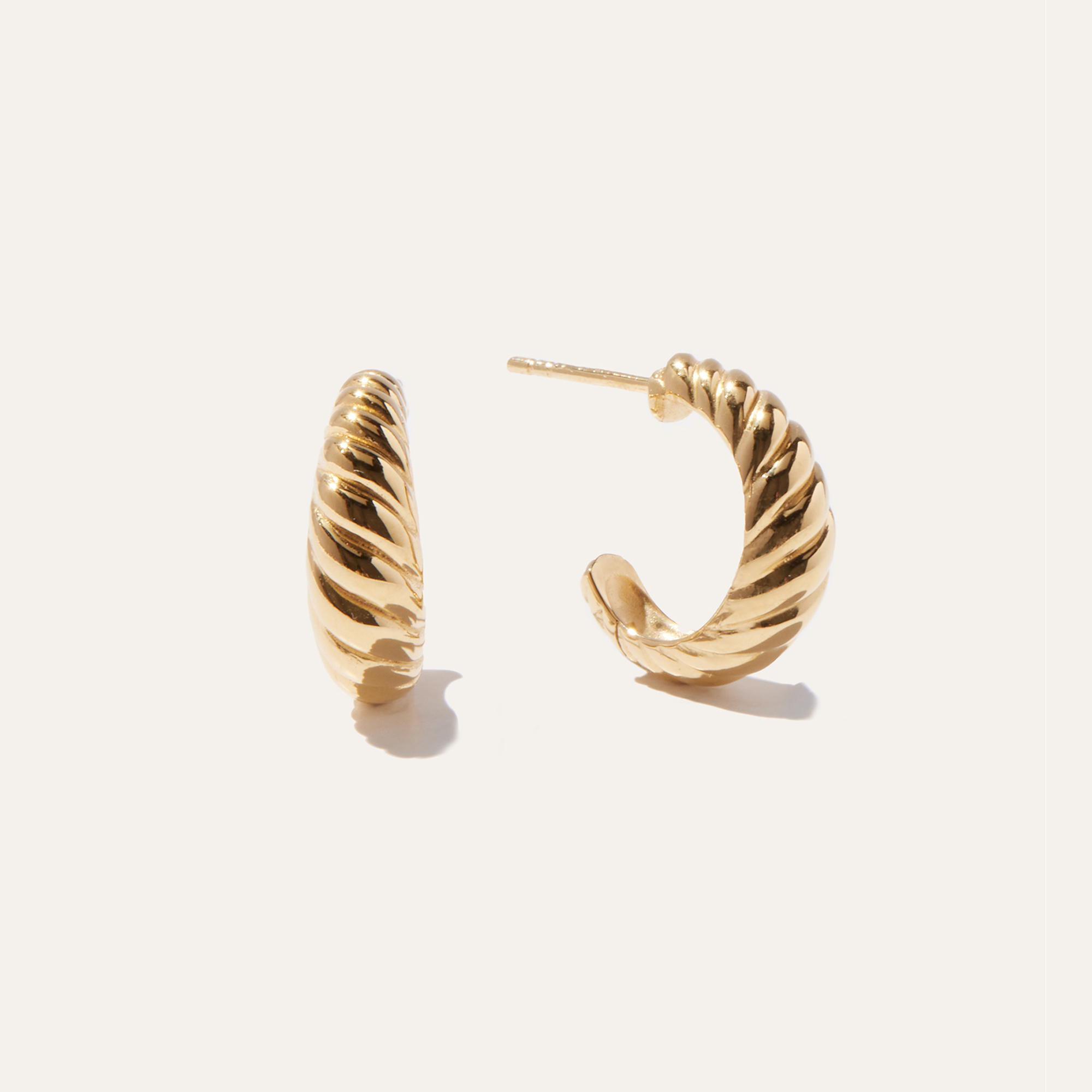Quince Women's Croissant Hoop Earrings In Gold