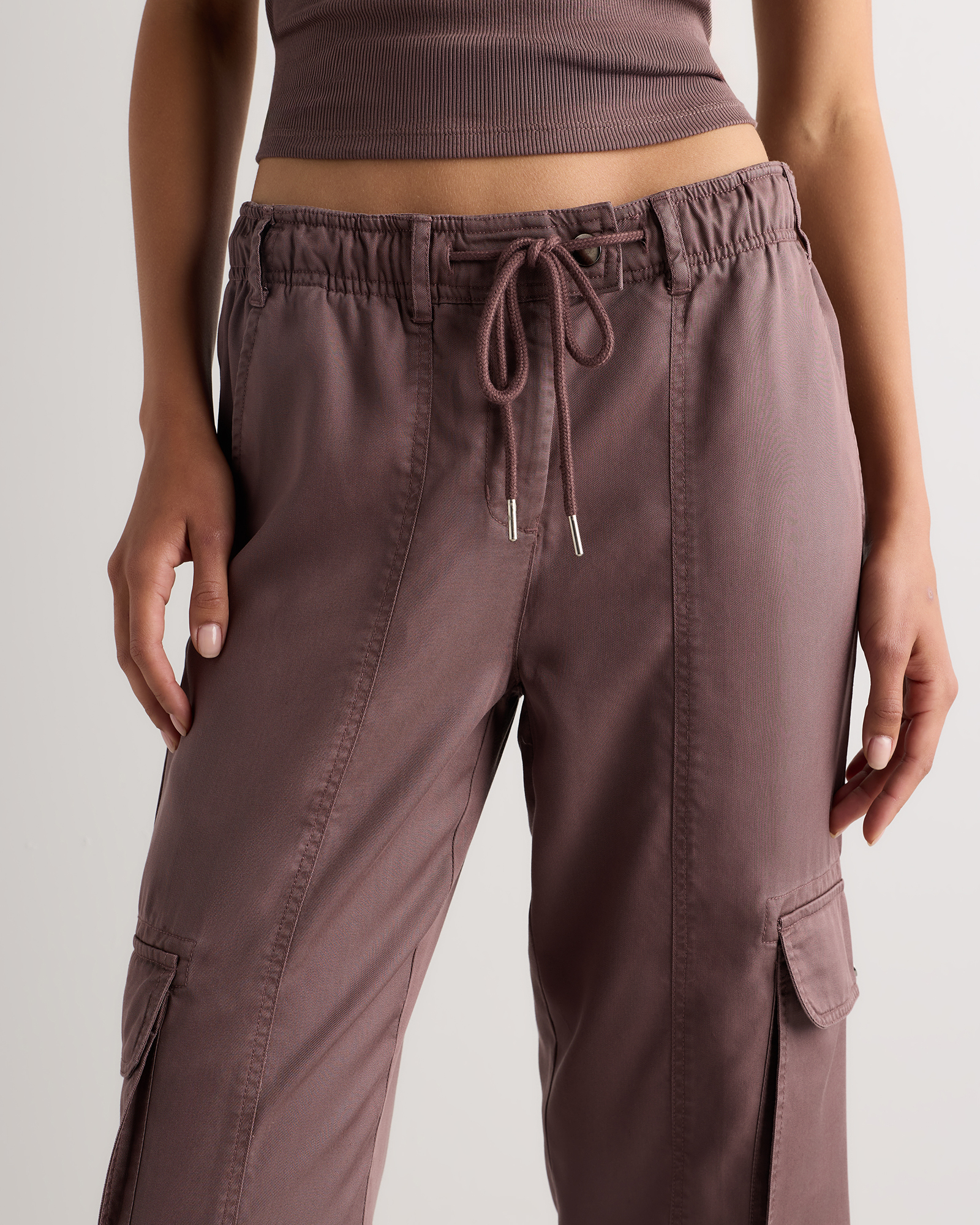 Vintage Wash Tencel Drawstring Cargo Pants 3