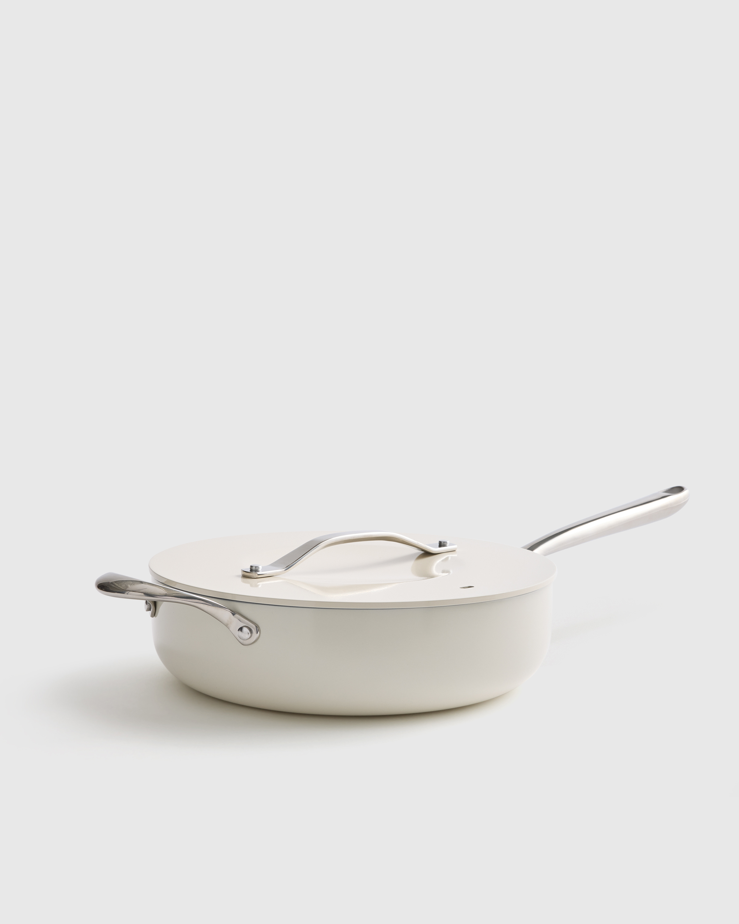 Ceramic Nonstick Saute Pan with Lid in Ivory
