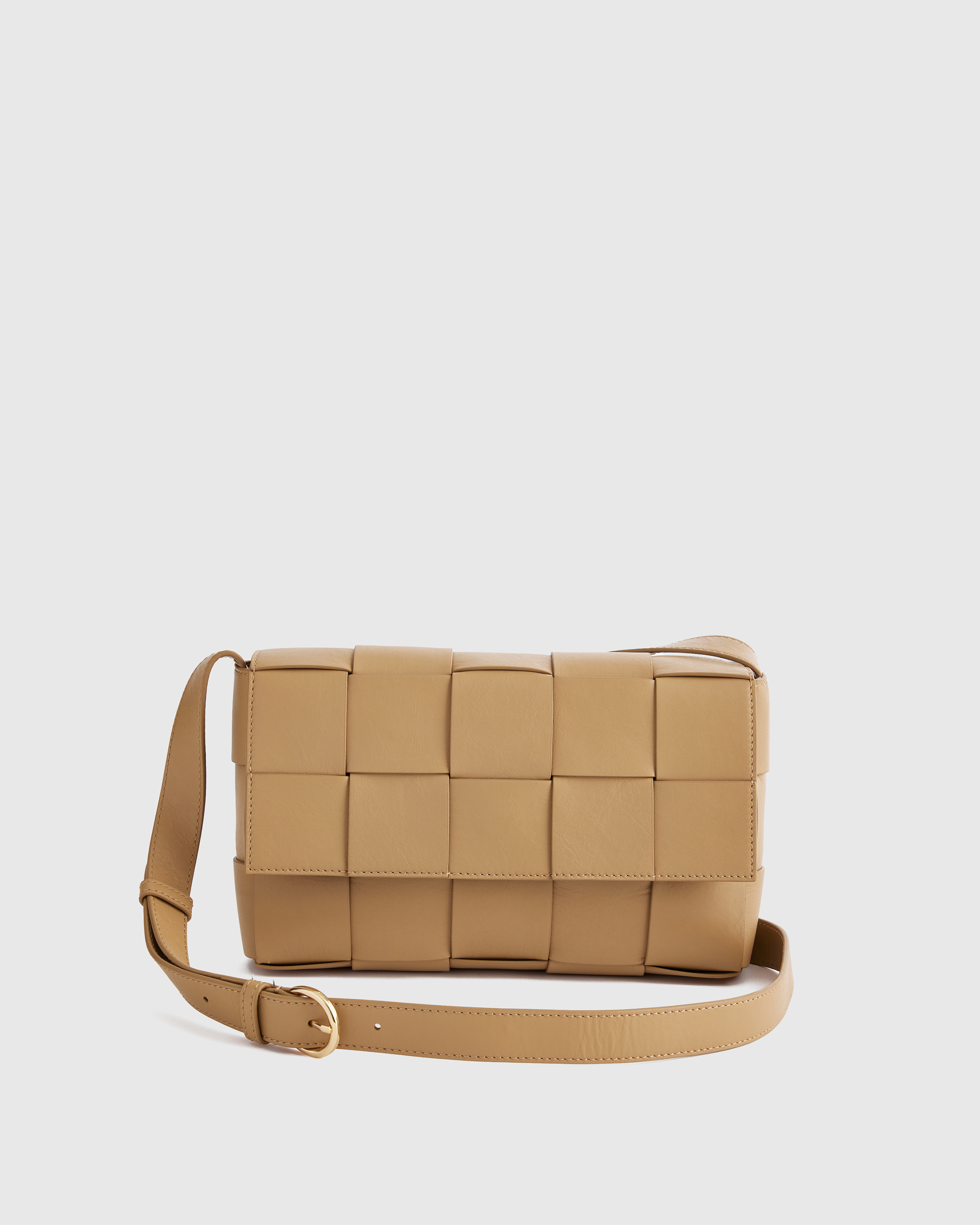 Italian Leather Handwoven Flap Crossbody