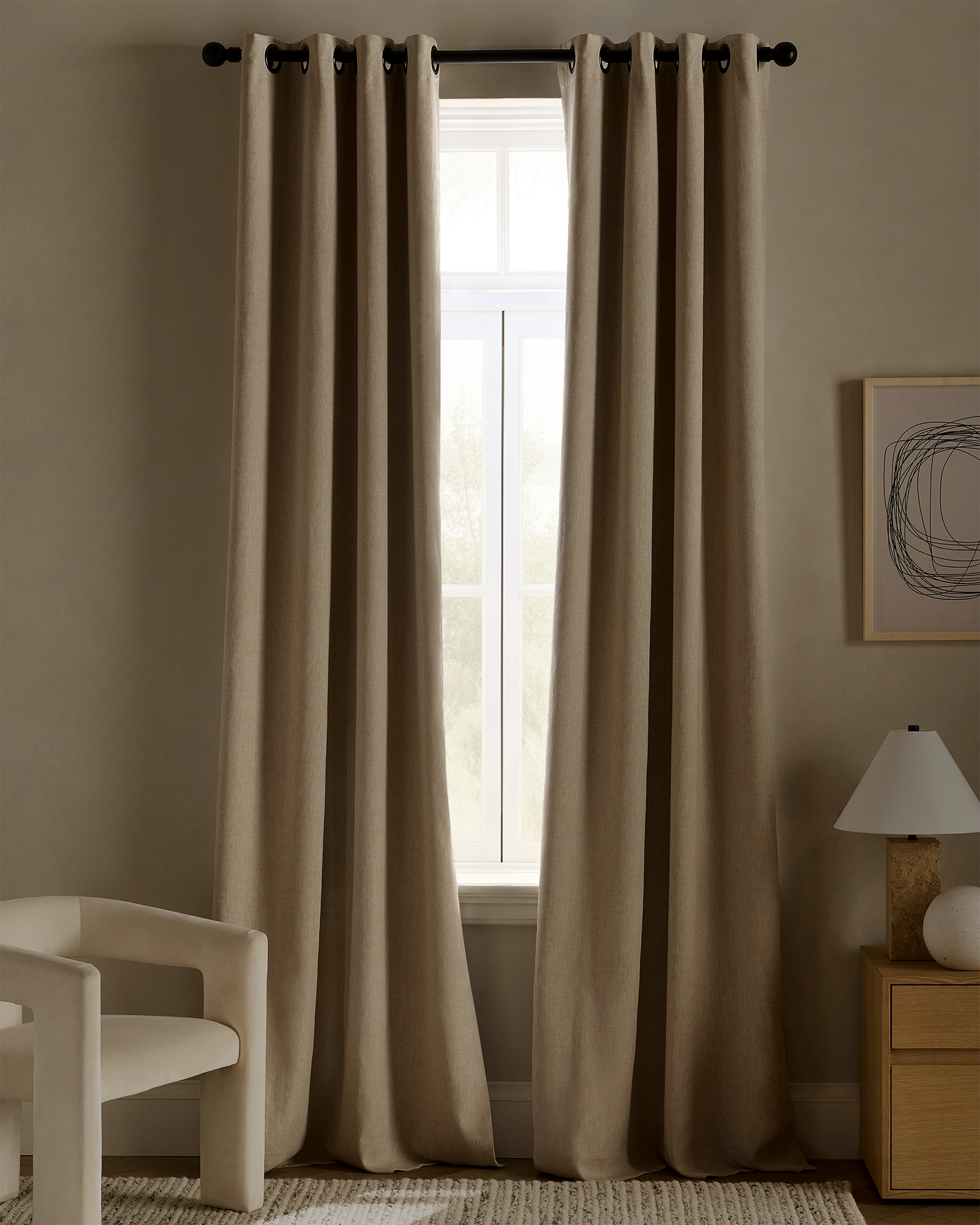 European Linen Grommet True Blackout Curtain
