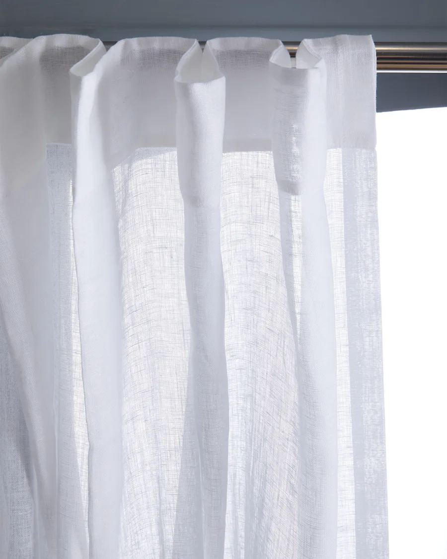 European Linen Sheer Curtain Set White 3