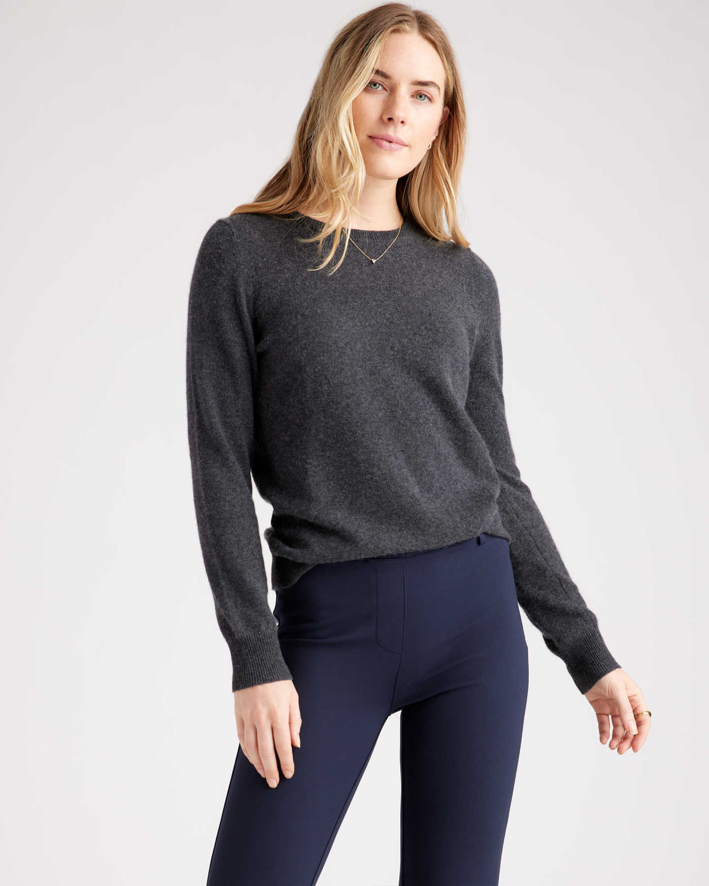 Luxe Baby Cashmere Crewneck Sweater - Charcoal