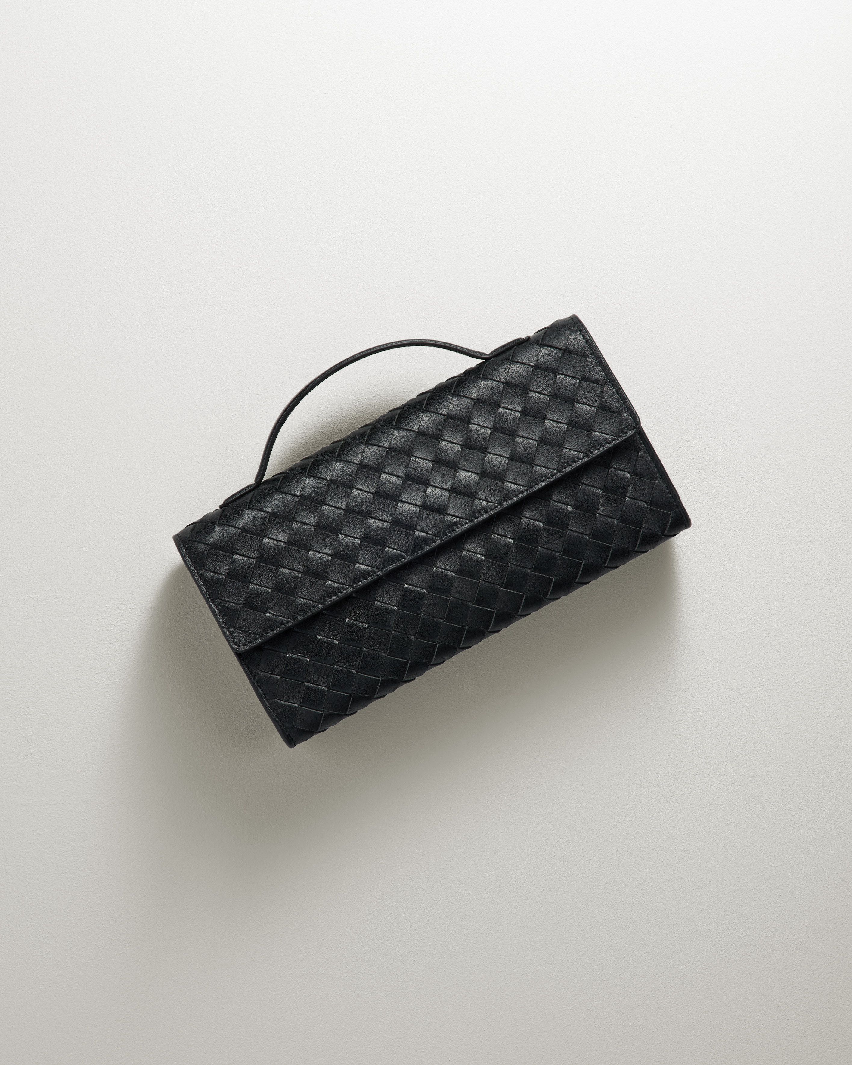 Italian Leather Handwoven Top Handle Clutch