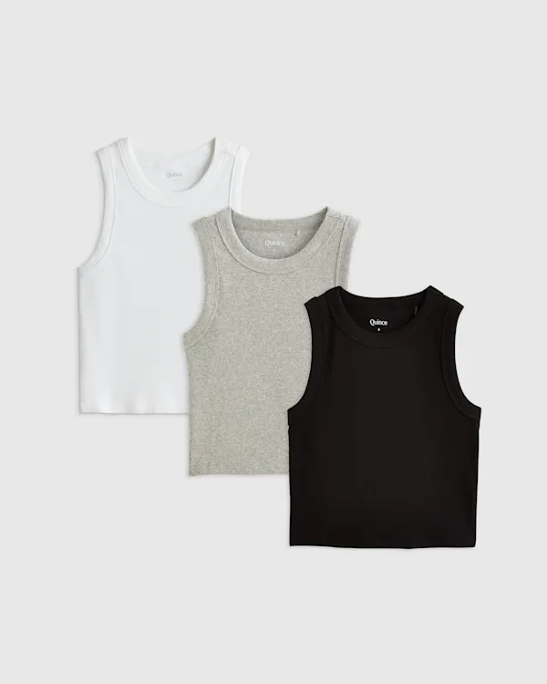 Organic Cotton Micro-Rib Cropped Cutaway Tank 3 Pack Bundle