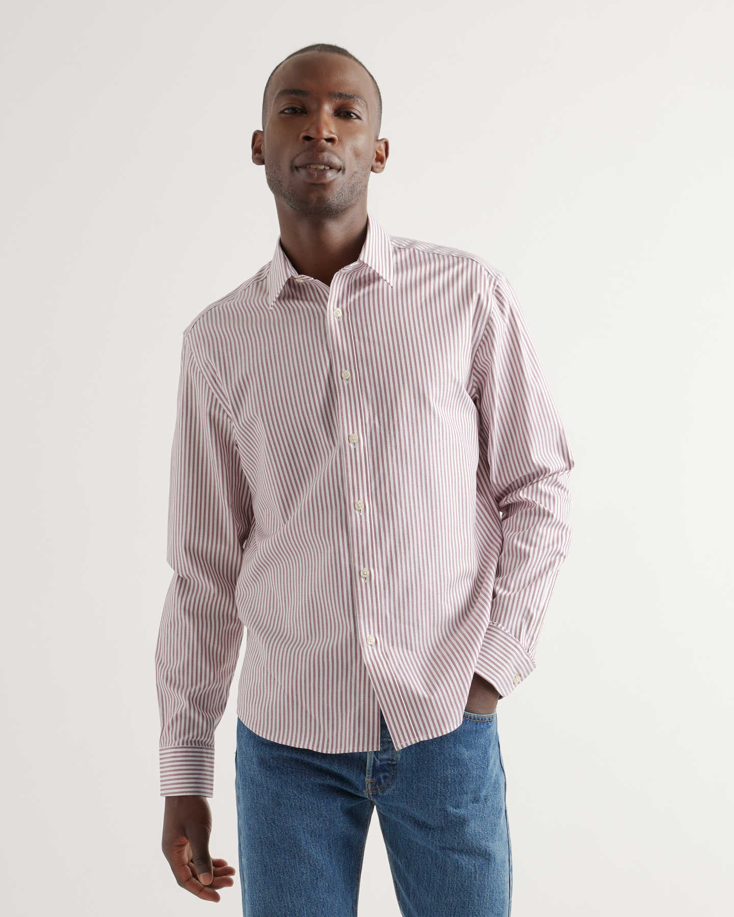 The Untucked Dress Shirt - Maroon Stripes