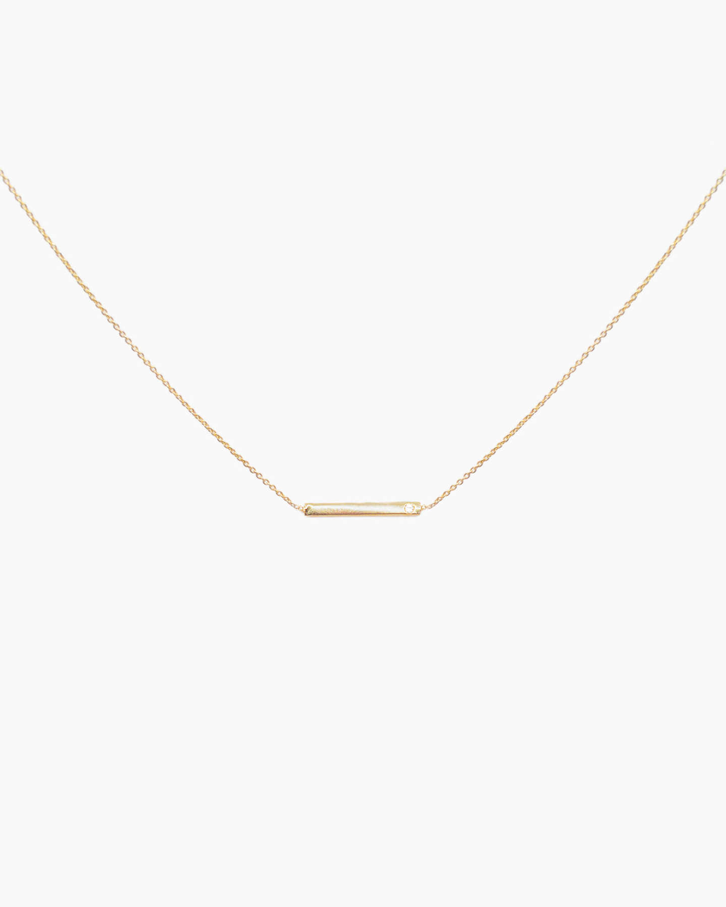 White Sapphire Bar Necklace - Gold Vermeil