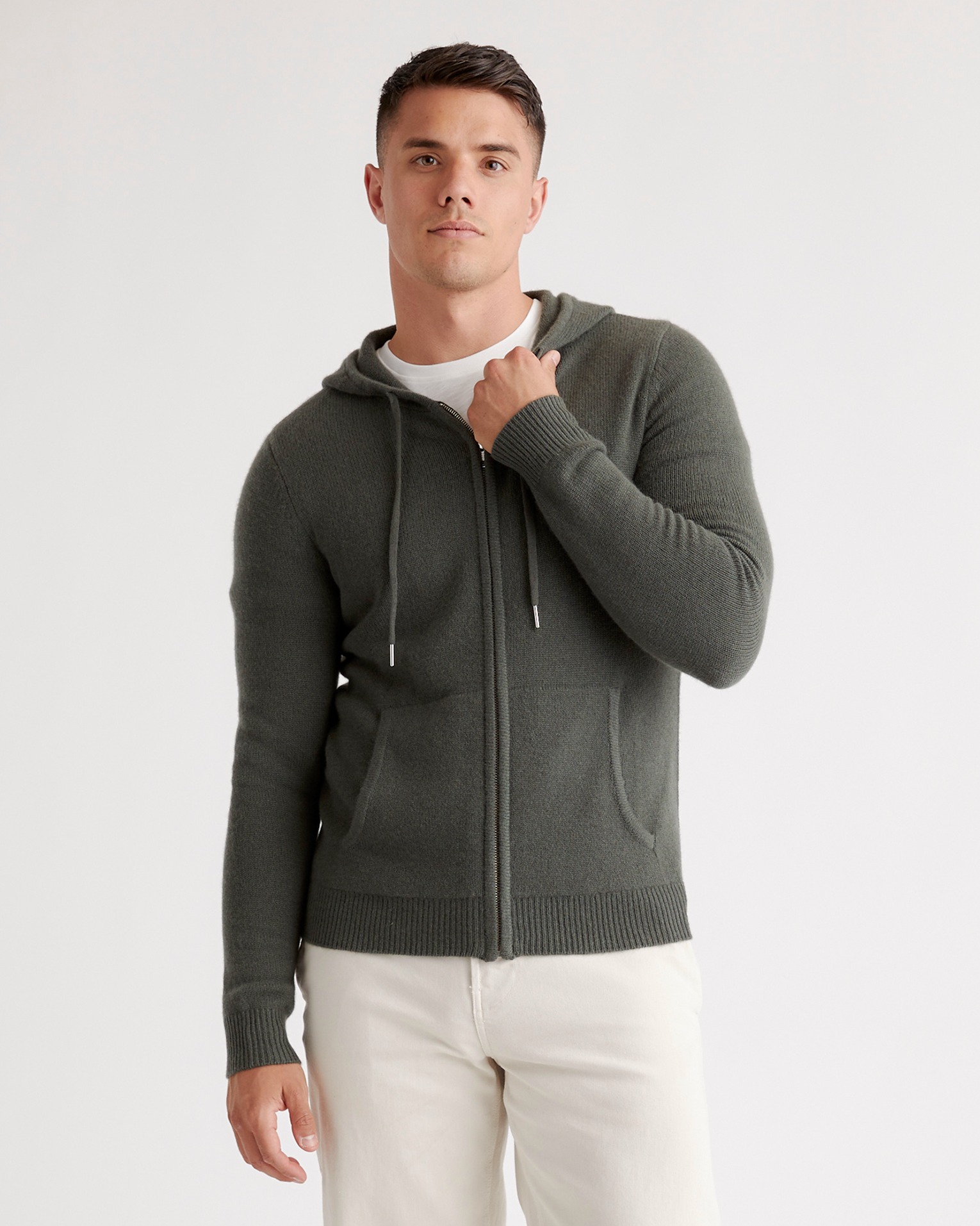 Mongolian Spring Cashmere Full-Zip Hoodie