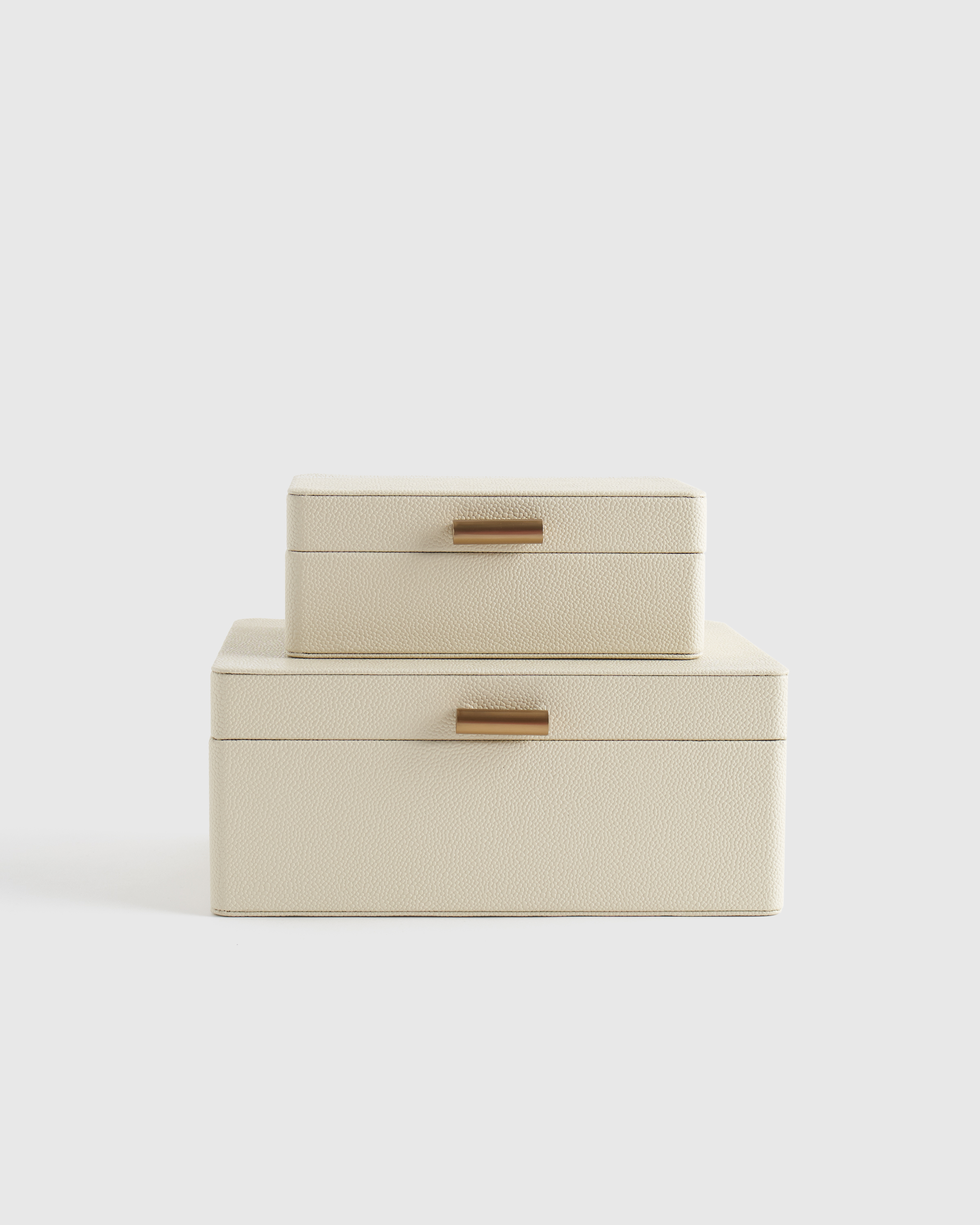Quince Shagreen Leather Boxes In Cream