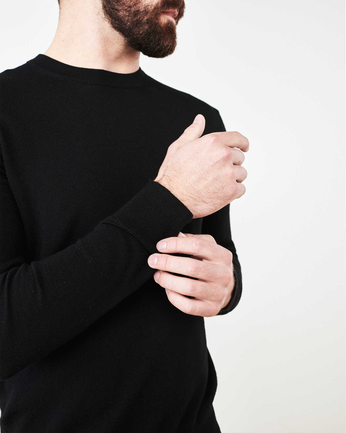 Australian Merino Wool Crew Sweater - Black - 2 - Thumbnail