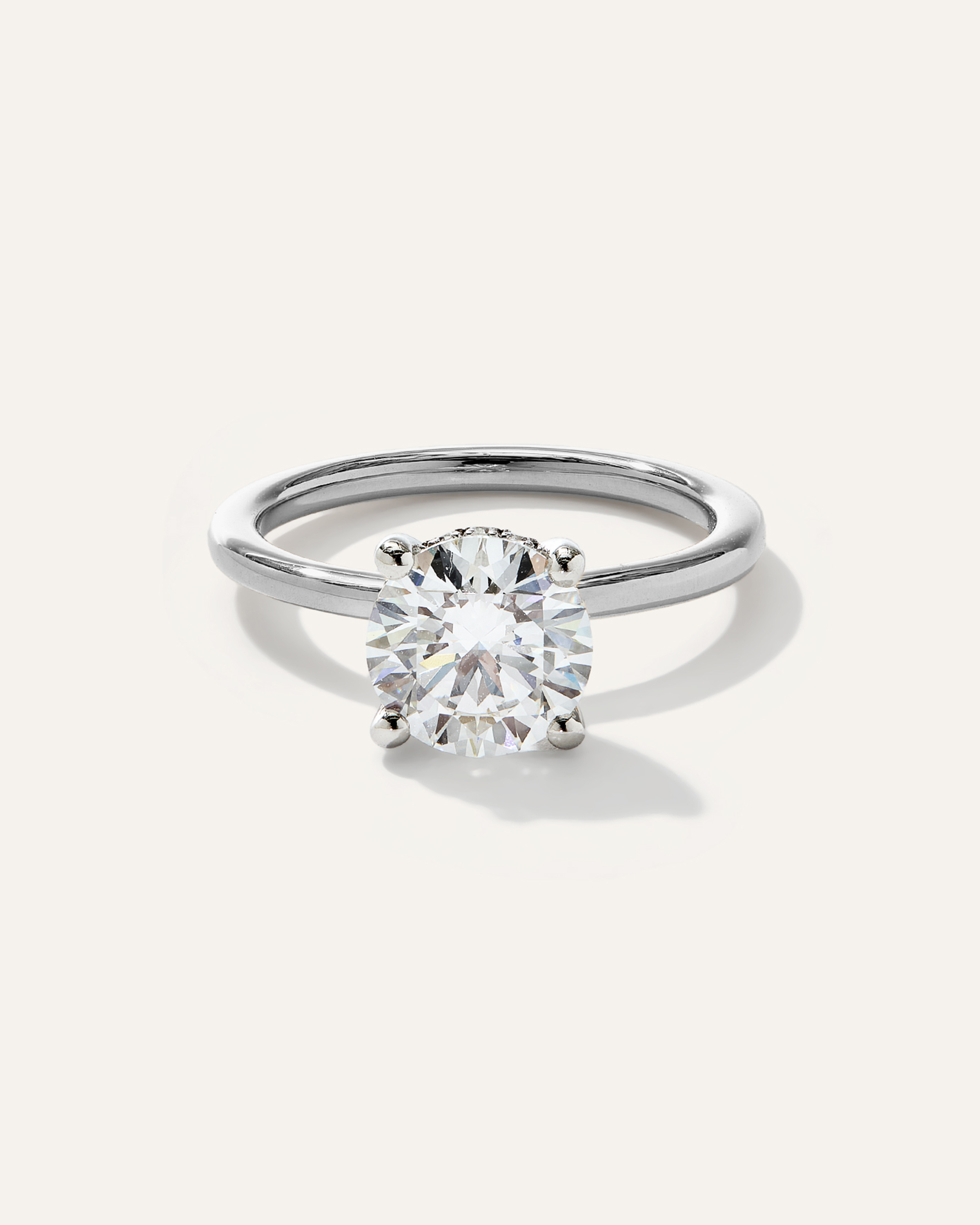 Lab Grown Diamond Round Petite Hidden Halo Engagement Ring - 2ct
