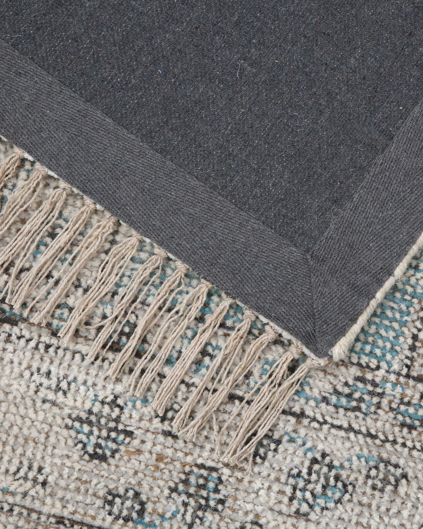 Kali Wool Flatweave Rug - Teal Blue - 2 - Thumbnail