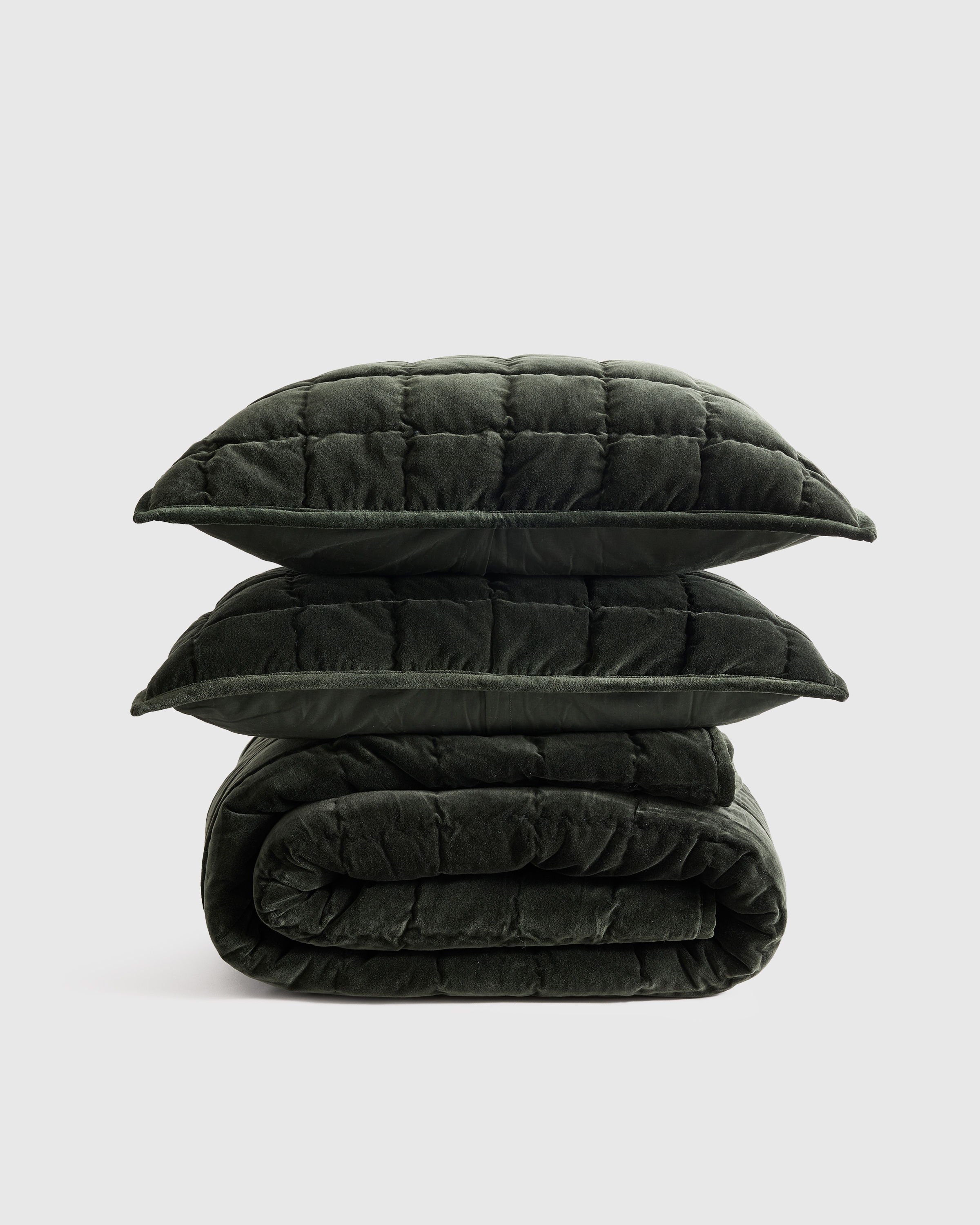 Cotton Velvet Quilt Set - Terracotta, Full/Queen