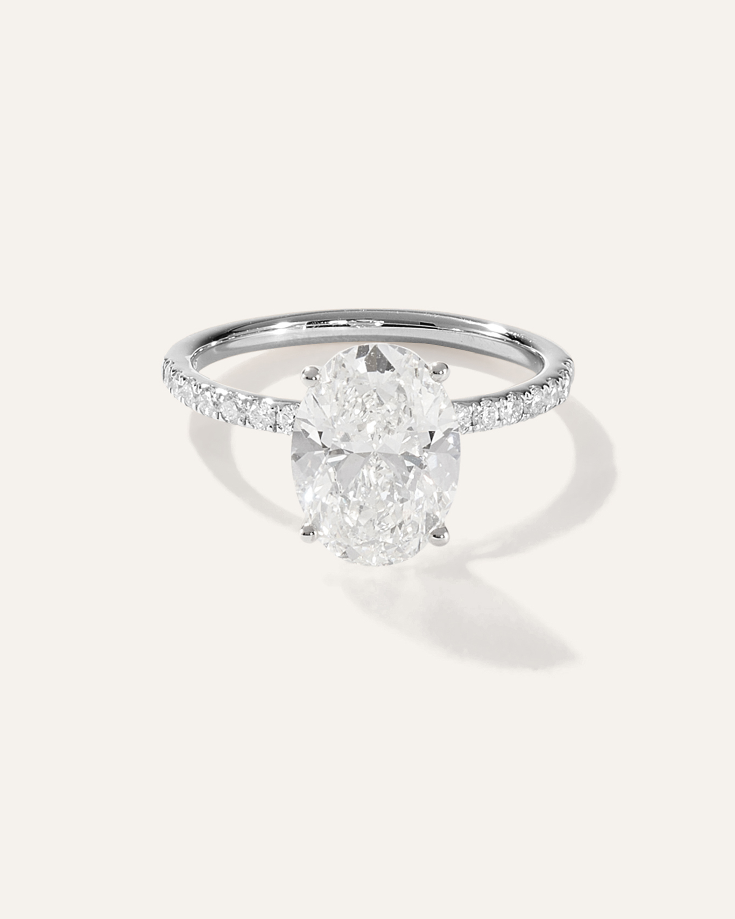 Lab Grown Diamond Oval Petite Pave Engagement Ring - 3ct