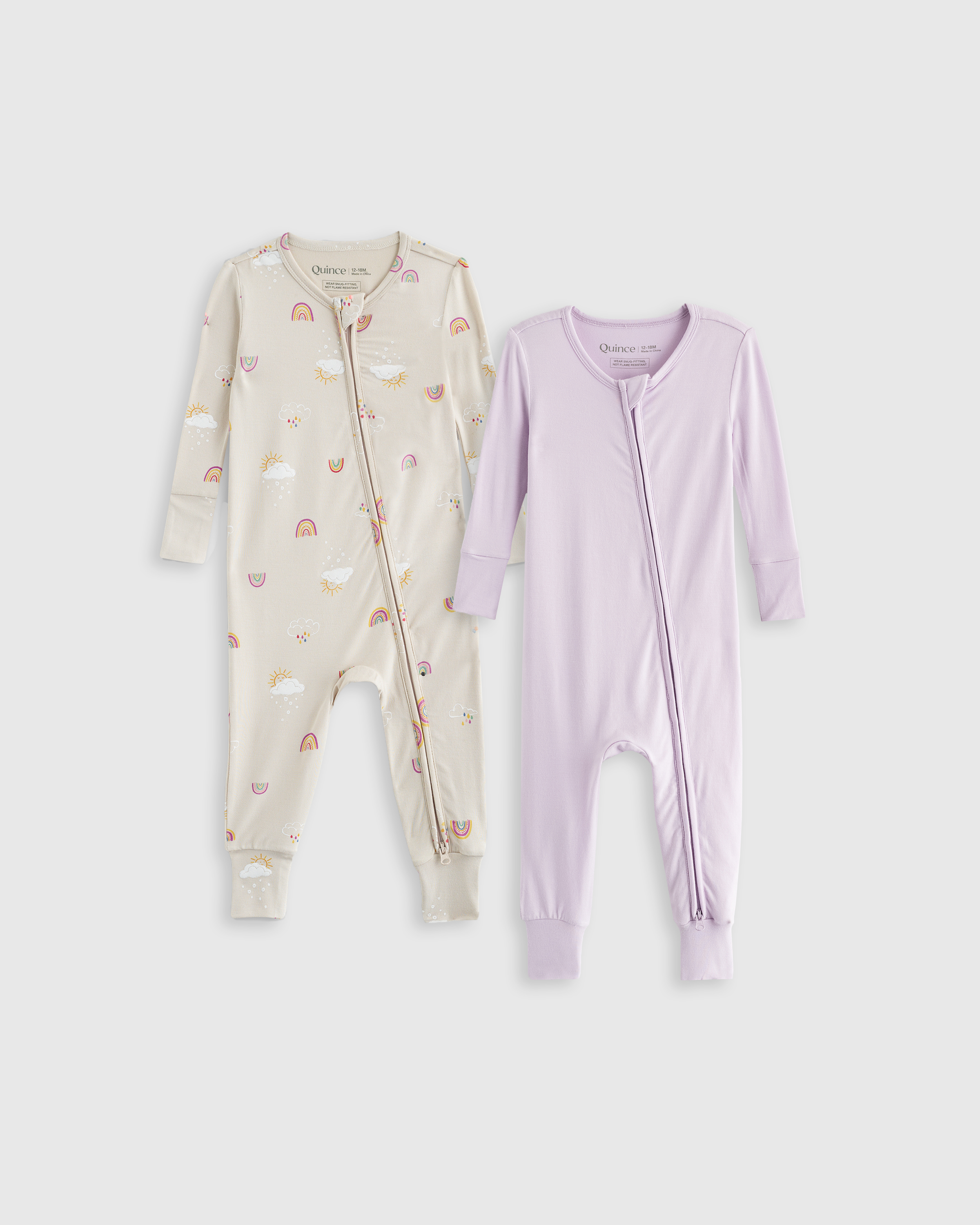 Shop Quince Bamboo One Piece Pajamas 2-pack Baby Girl In Rainbows