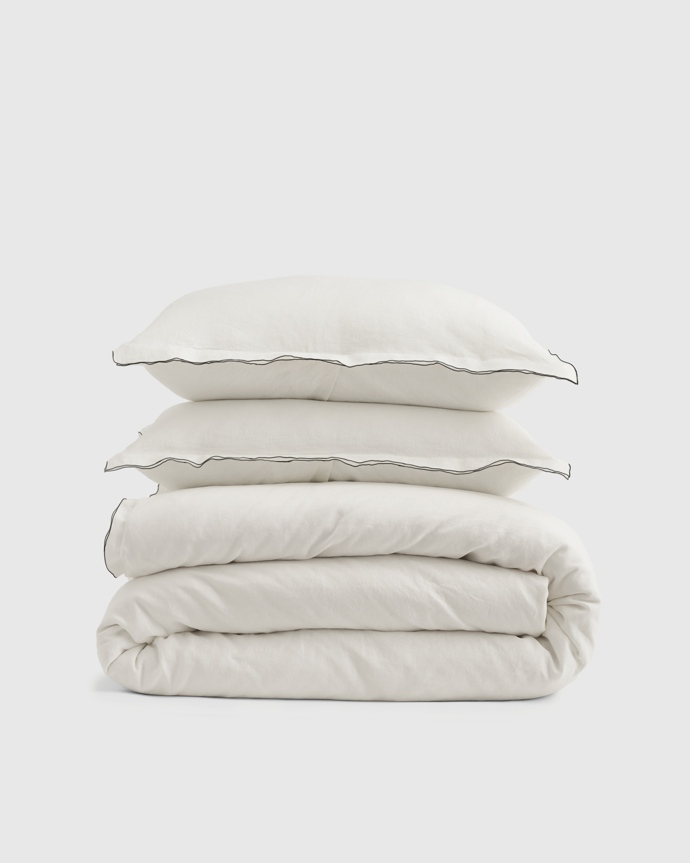 100% European Linen Double Embroidered Edge Duvet Cover Set | Quince (Twin) by Quince