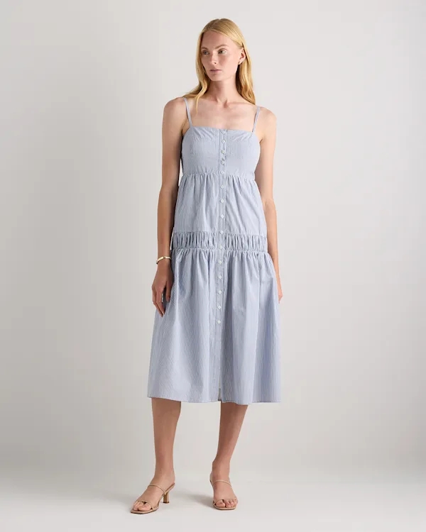 100% Organic Cotton Poplin Spaghetti Strap Maxi Dress