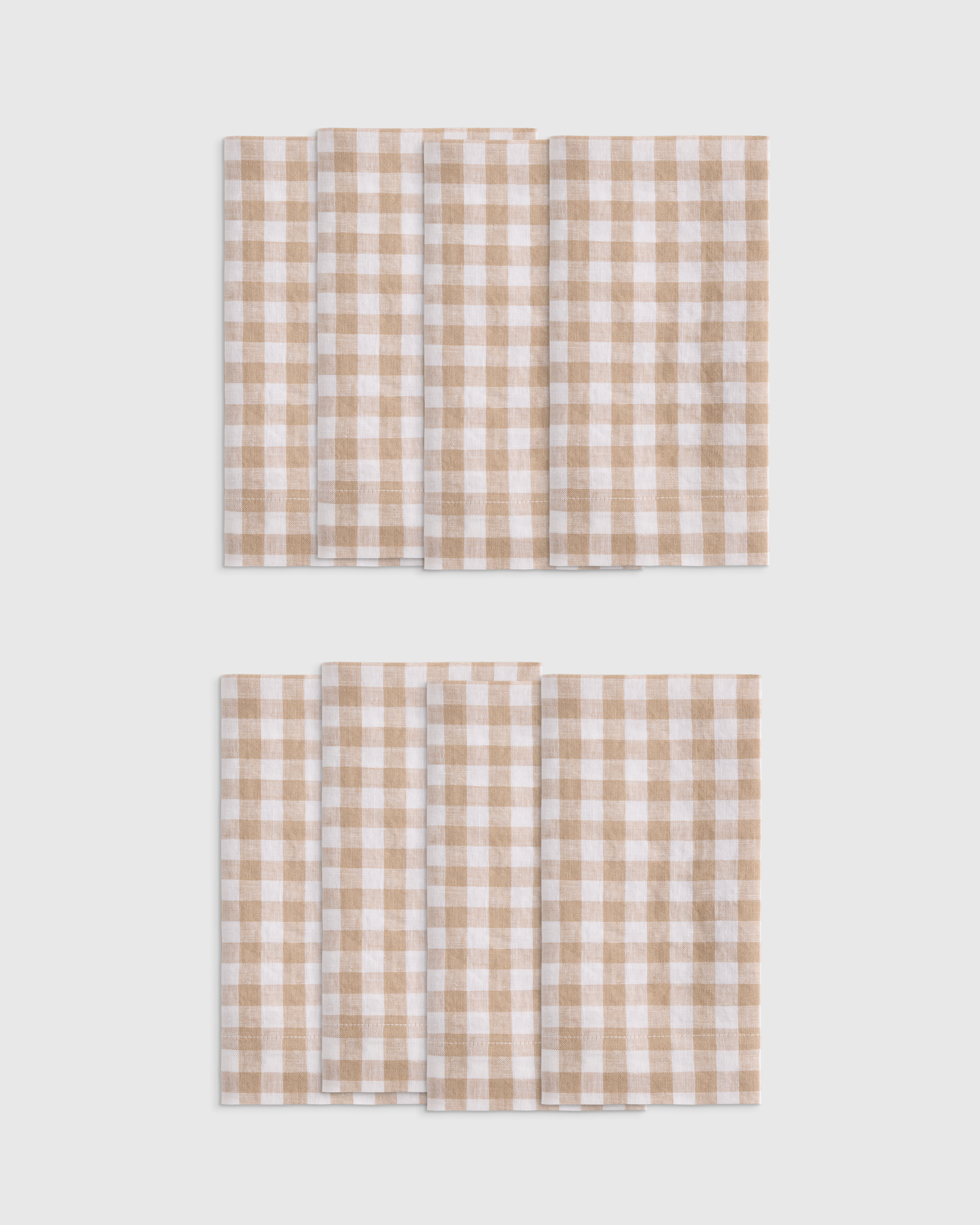 European Linen Everyday Gingham Napkins (Set of 8) in Cafe