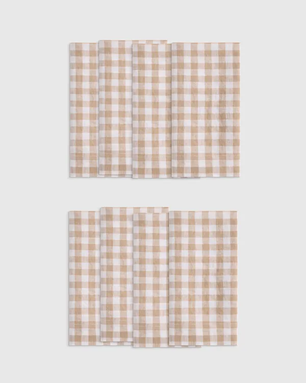 European Linen Wide-Hem Gingham Napkins (Set of 8)