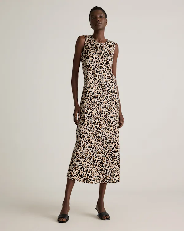 Washable Stretch Silk Tank Midi Dress