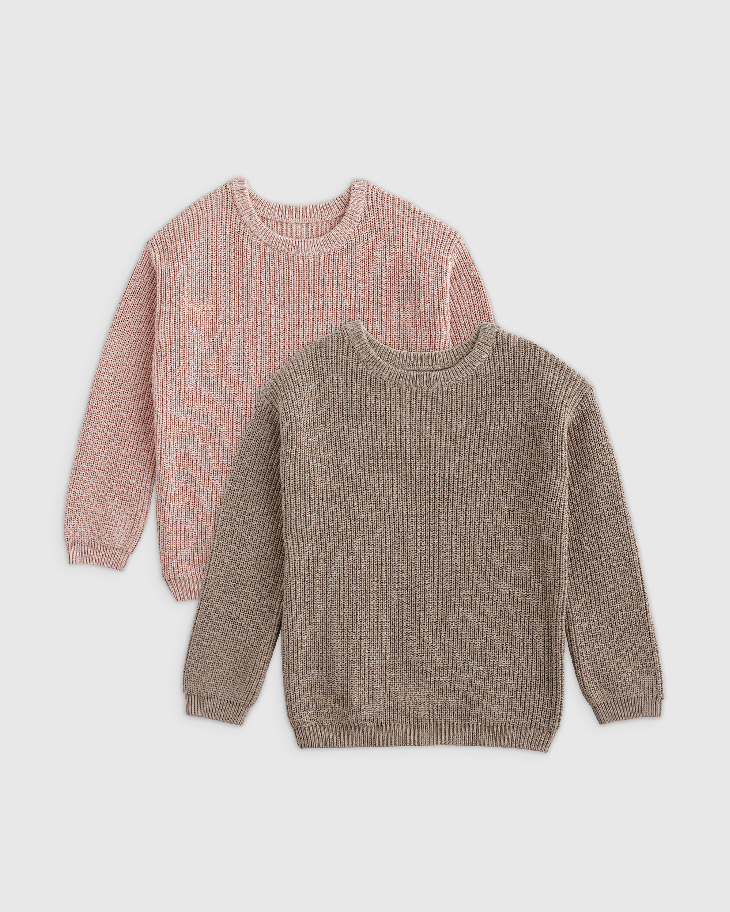 Shop Quince Fisherman Tunic Sweater 2-pack In Silver Pink/oatmeal