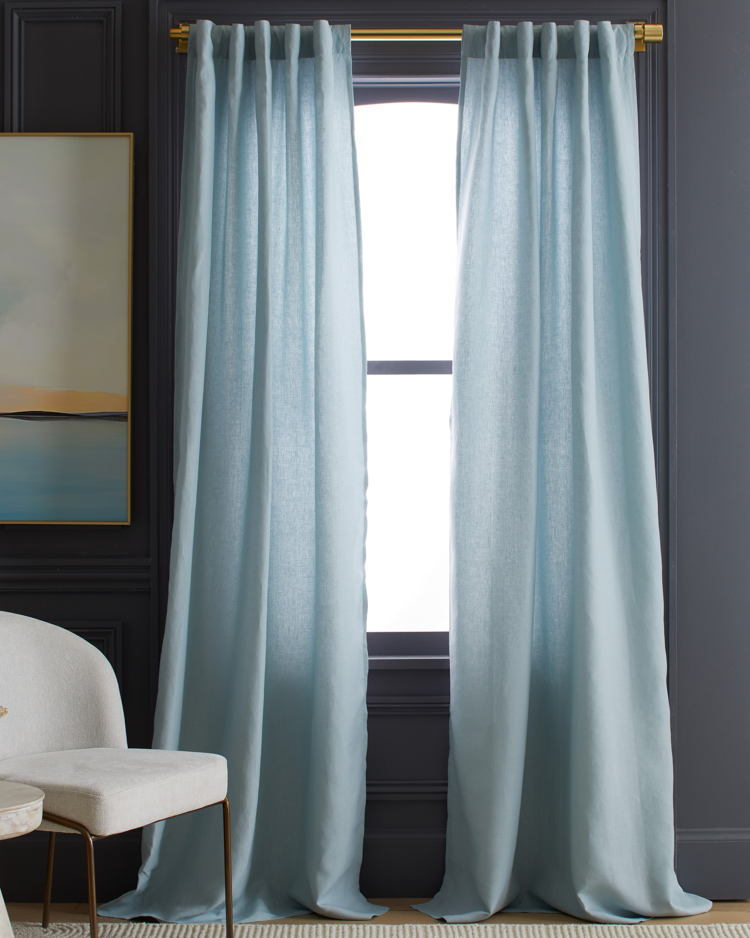Quince European Linen Curtain In Light Blue