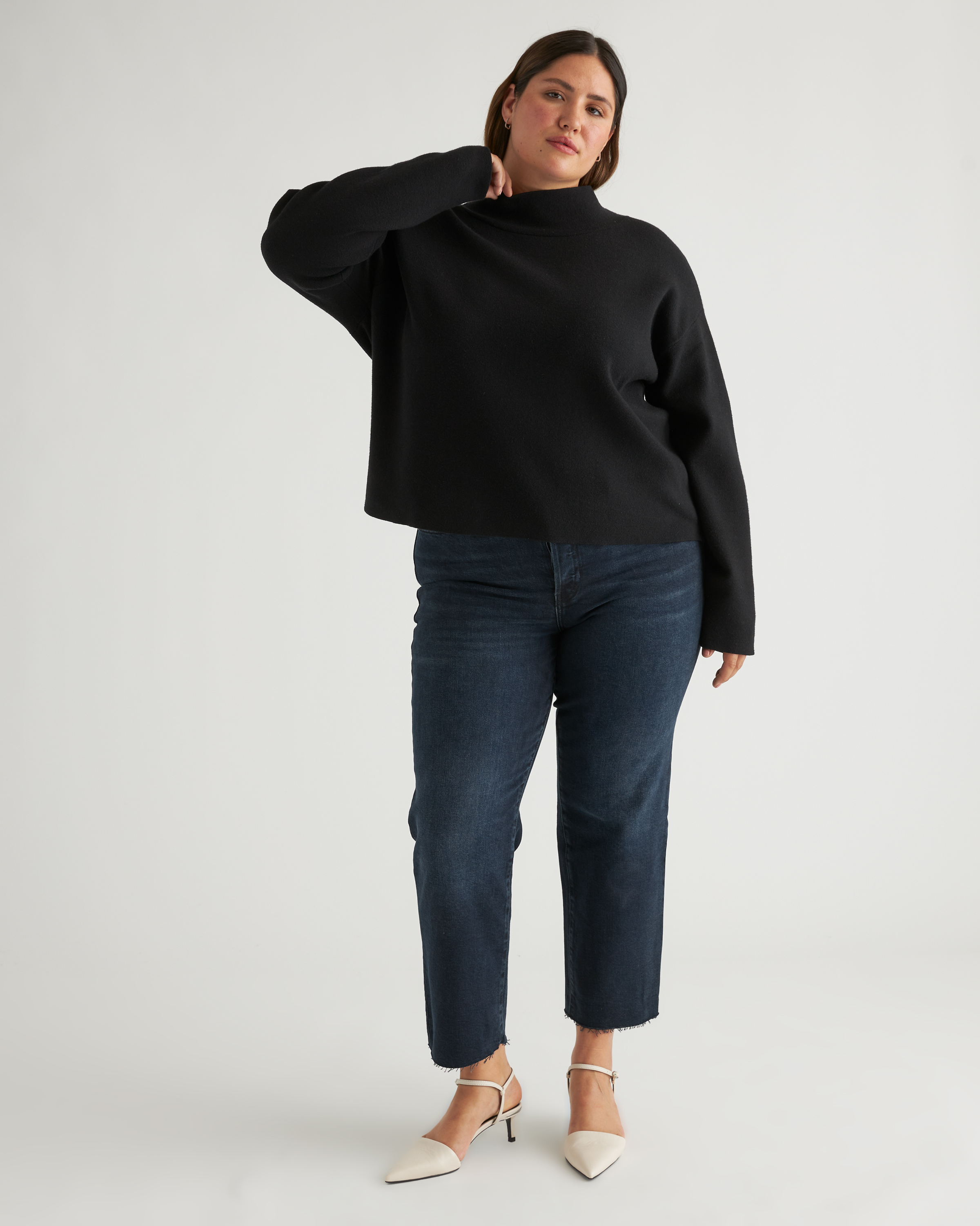 Eco-Knit Milano Stitch Mock Neck Pullover