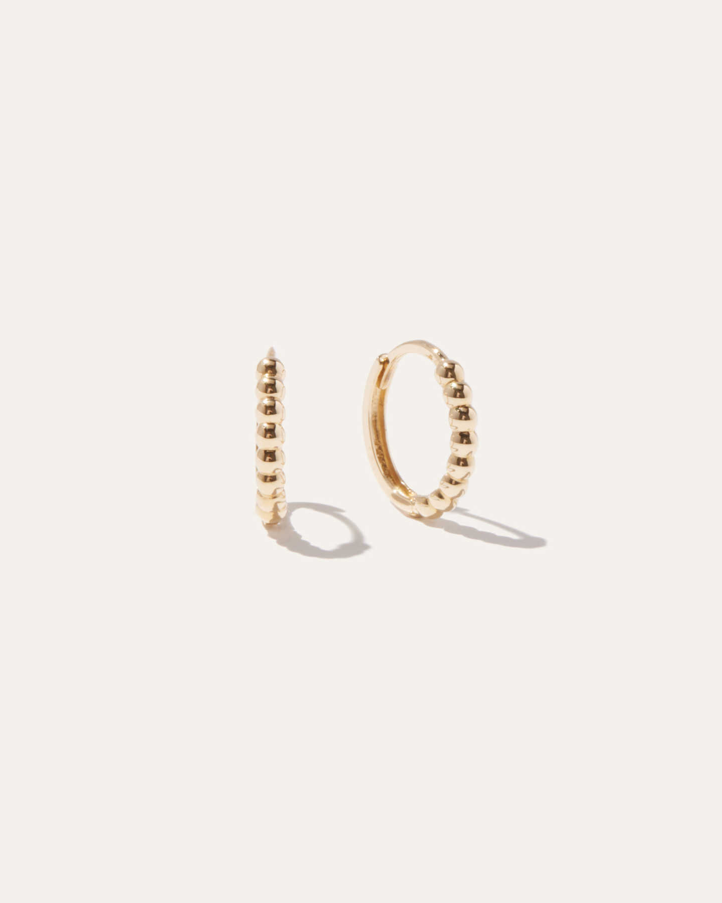 14k Gold Beaded Hoops - Yellow Gold