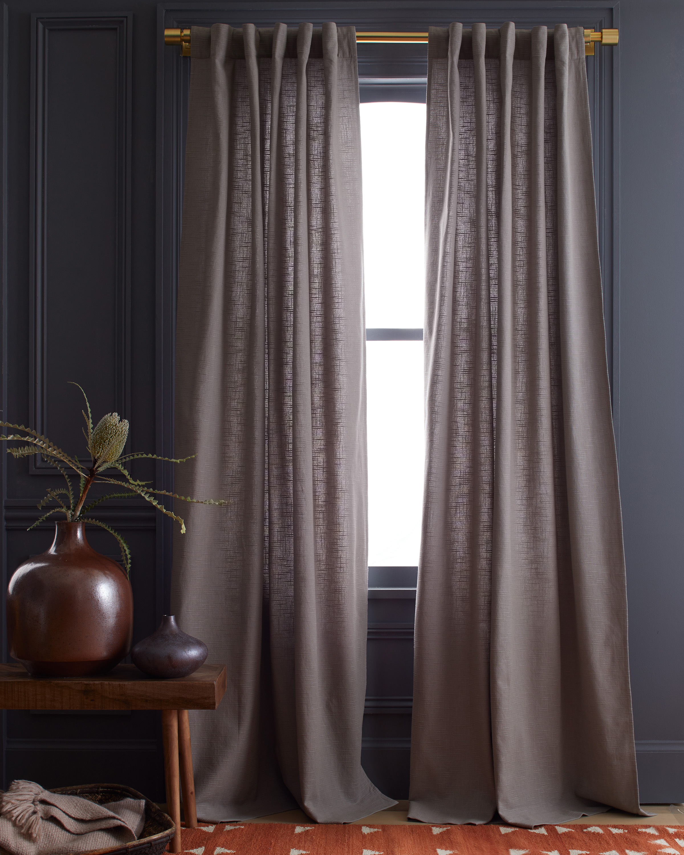 Quince Cotton Slub Curtain In Grey