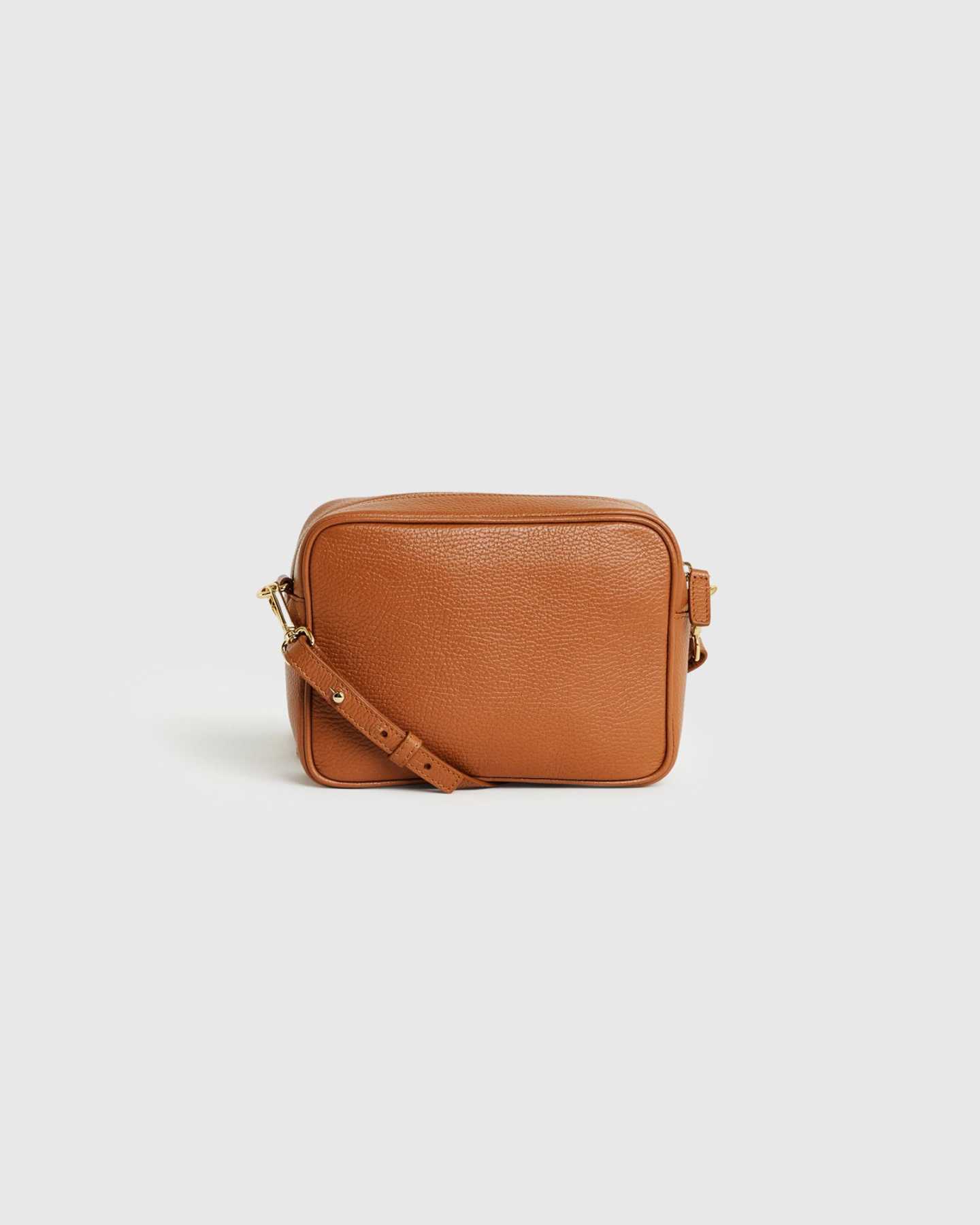 Italian leather crossbody bag in brown