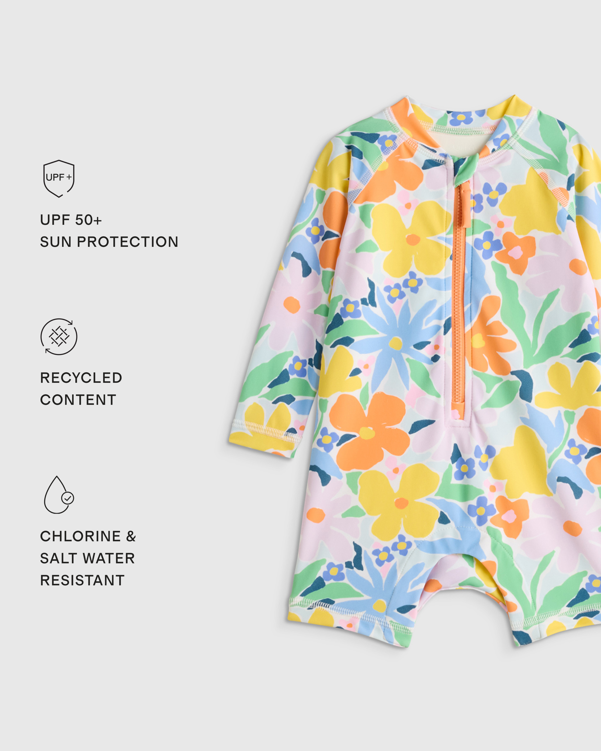 Long Sleeve Zip-Up Rash Guard One-Piece - Baby in Under the Sea