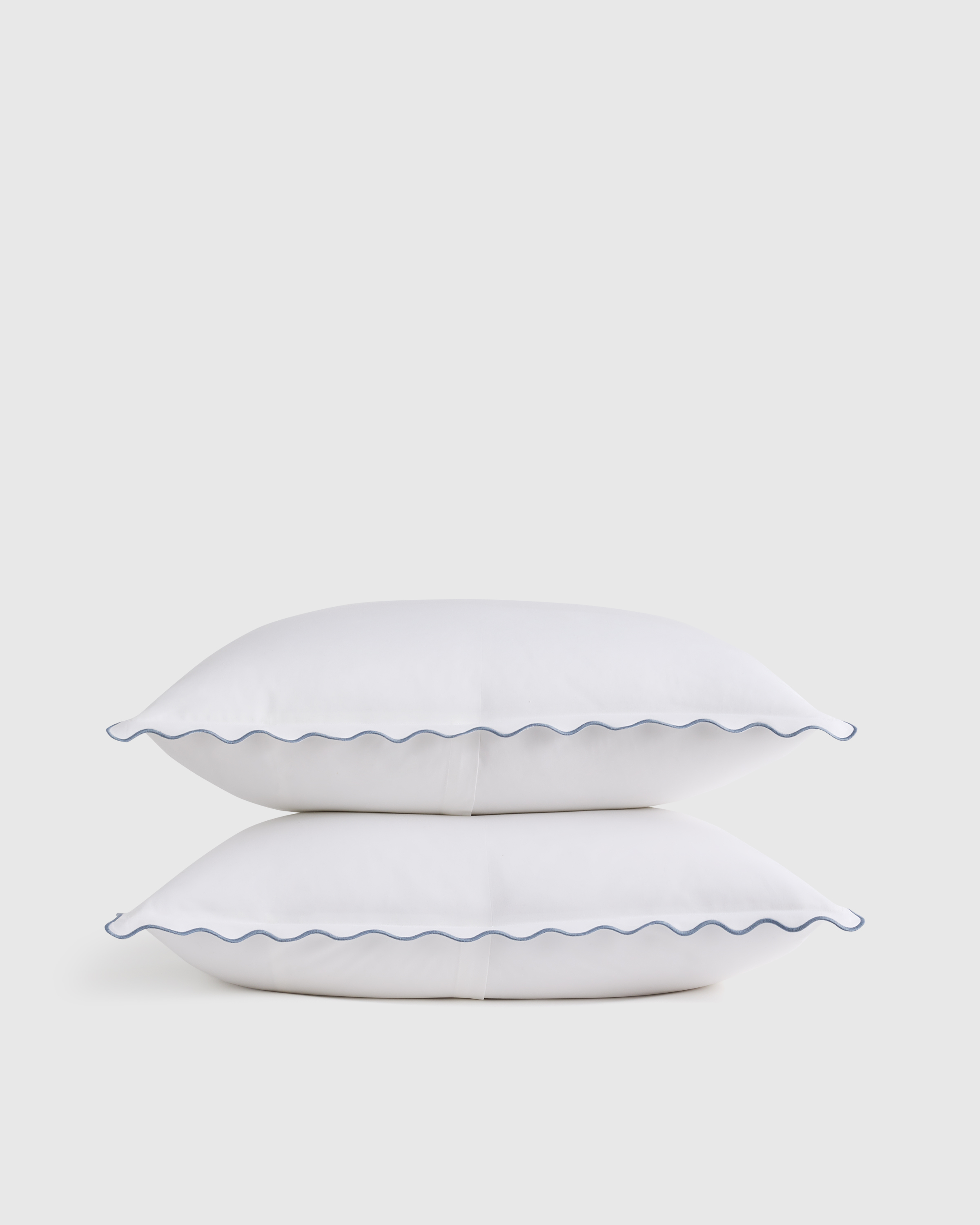 Classic Organic Percale Scallop Sham Set - White/Mist, Standard