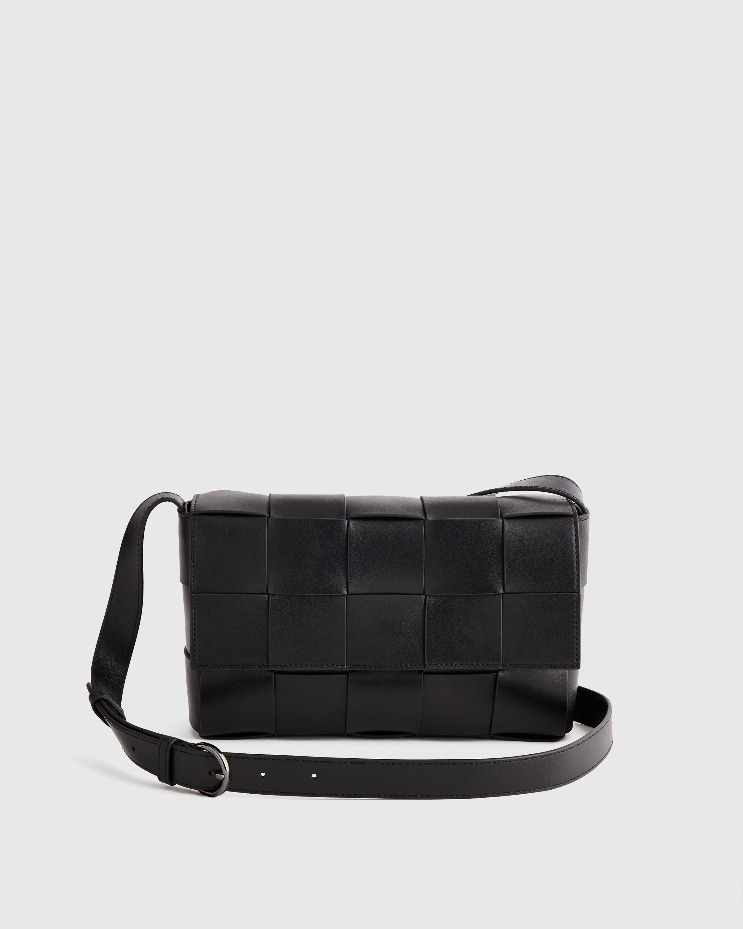Italian Leather Handwoven Flap Crossbody