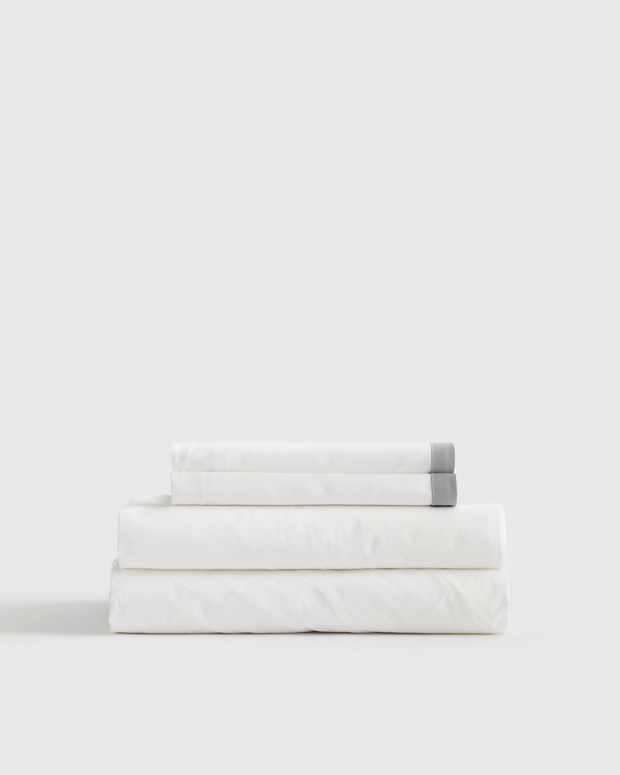 Quince Luxury Organic Sateen Border Sheet Set In White