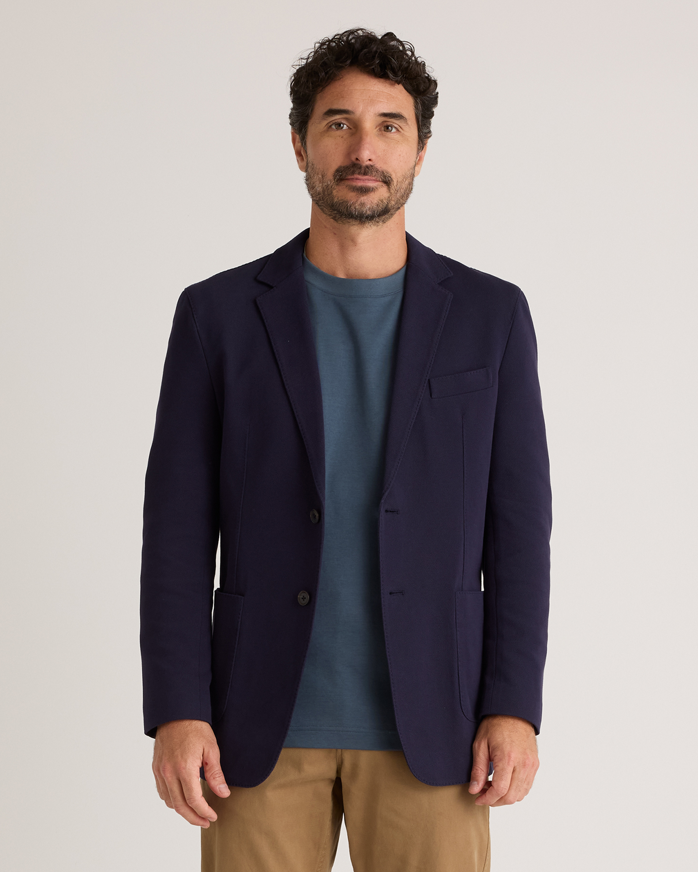 Shop Quince Men's Cotton Pique Knit Blazer In Navy