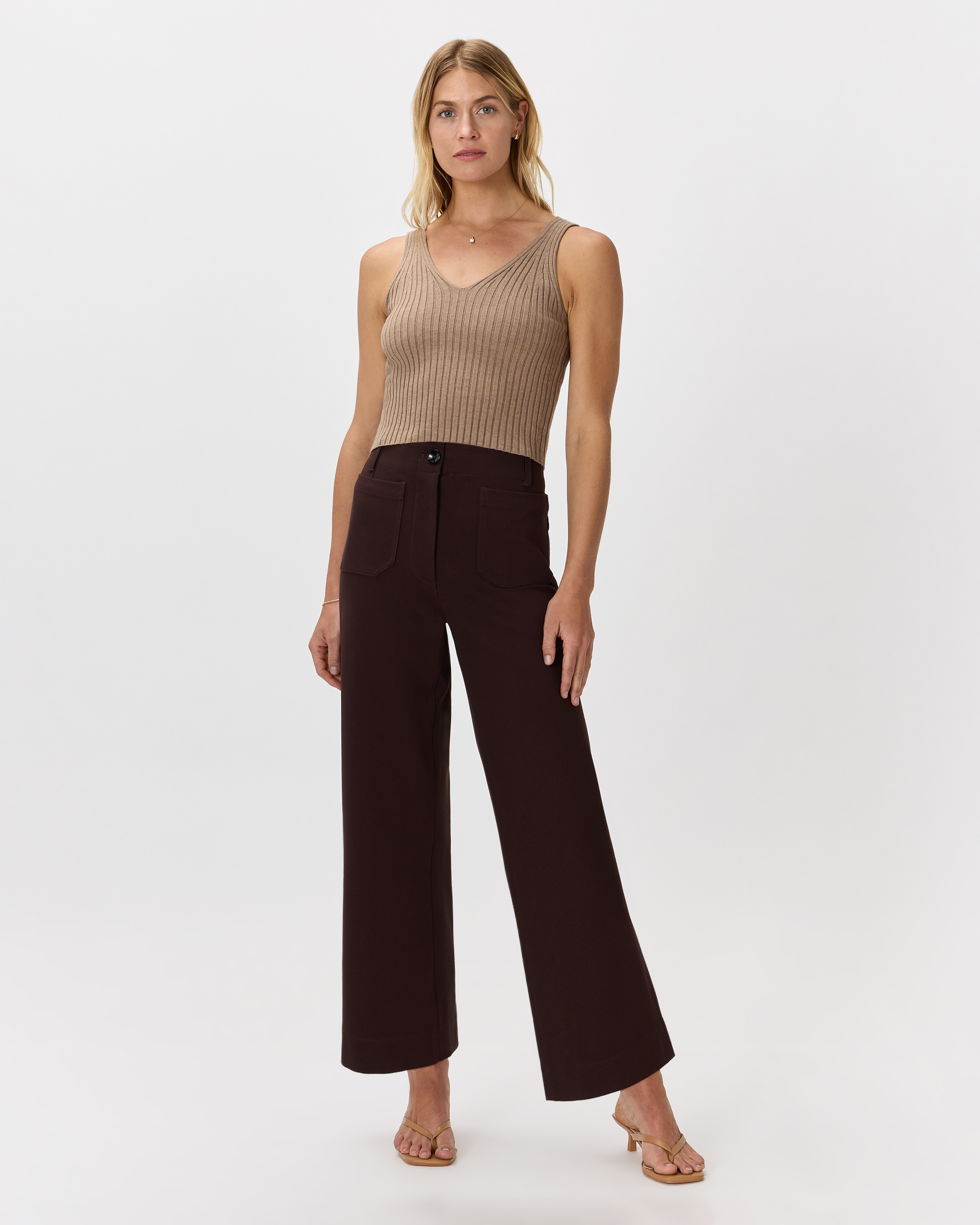 Women's Ultra-Stretch Ponte Cropped Wide Leg Pants - thumbnail 2