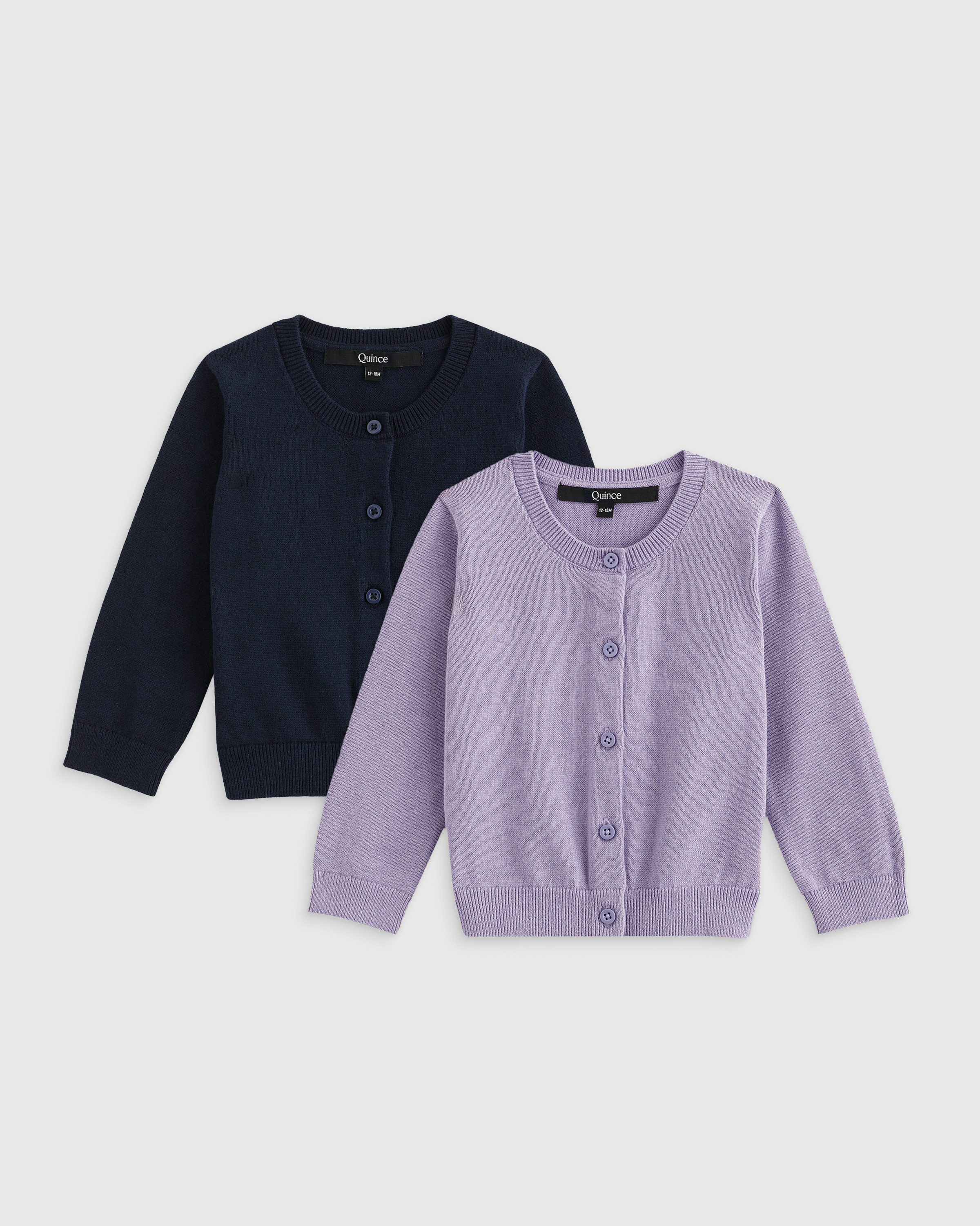 Shop Quince Crewneck Cardigan 2-pack In Navy/lilac