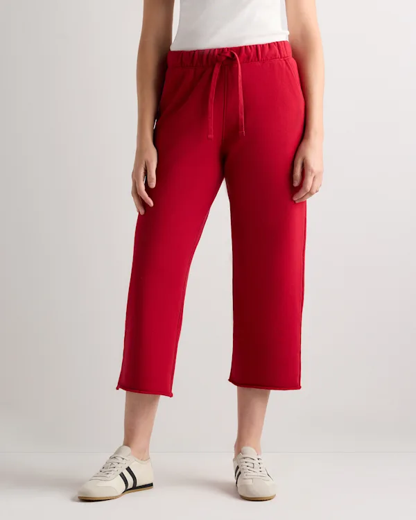 Organic French Terry Cropped Wide Leg Pants
