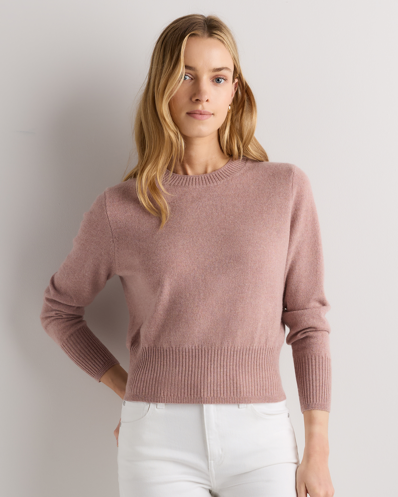 Mongolian Cashmere Shrunken Crewneck Sweater