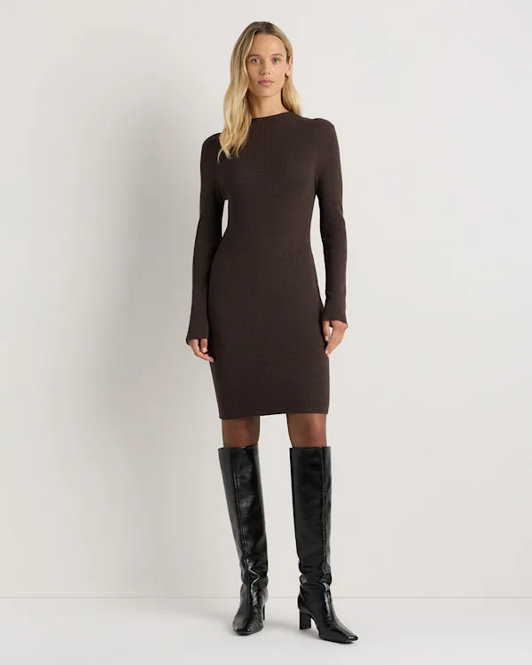 Cotton Cashmere Mock Neck Mini Dress