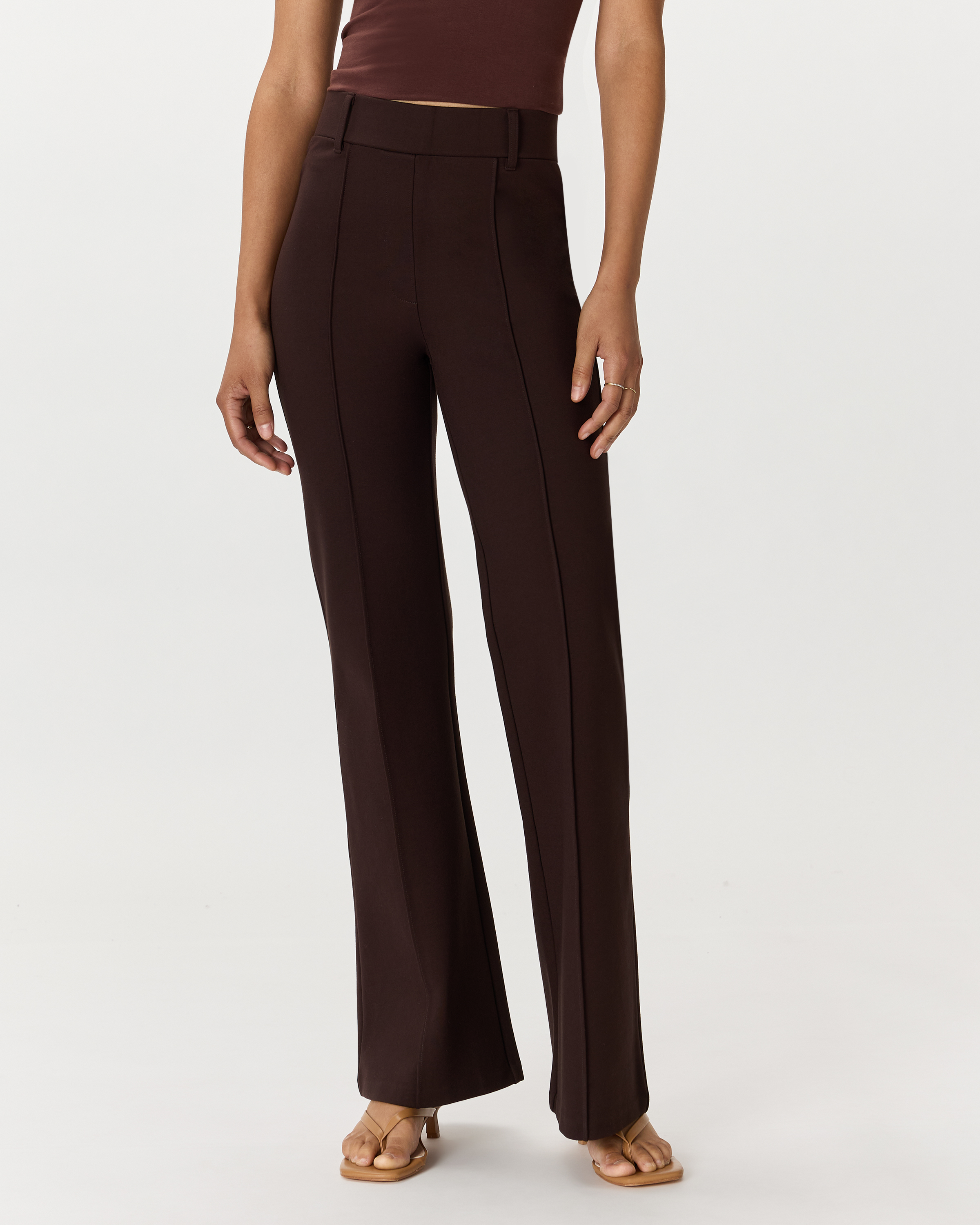 Ultra-Stretch Ponte Flare Leg Pants in Black