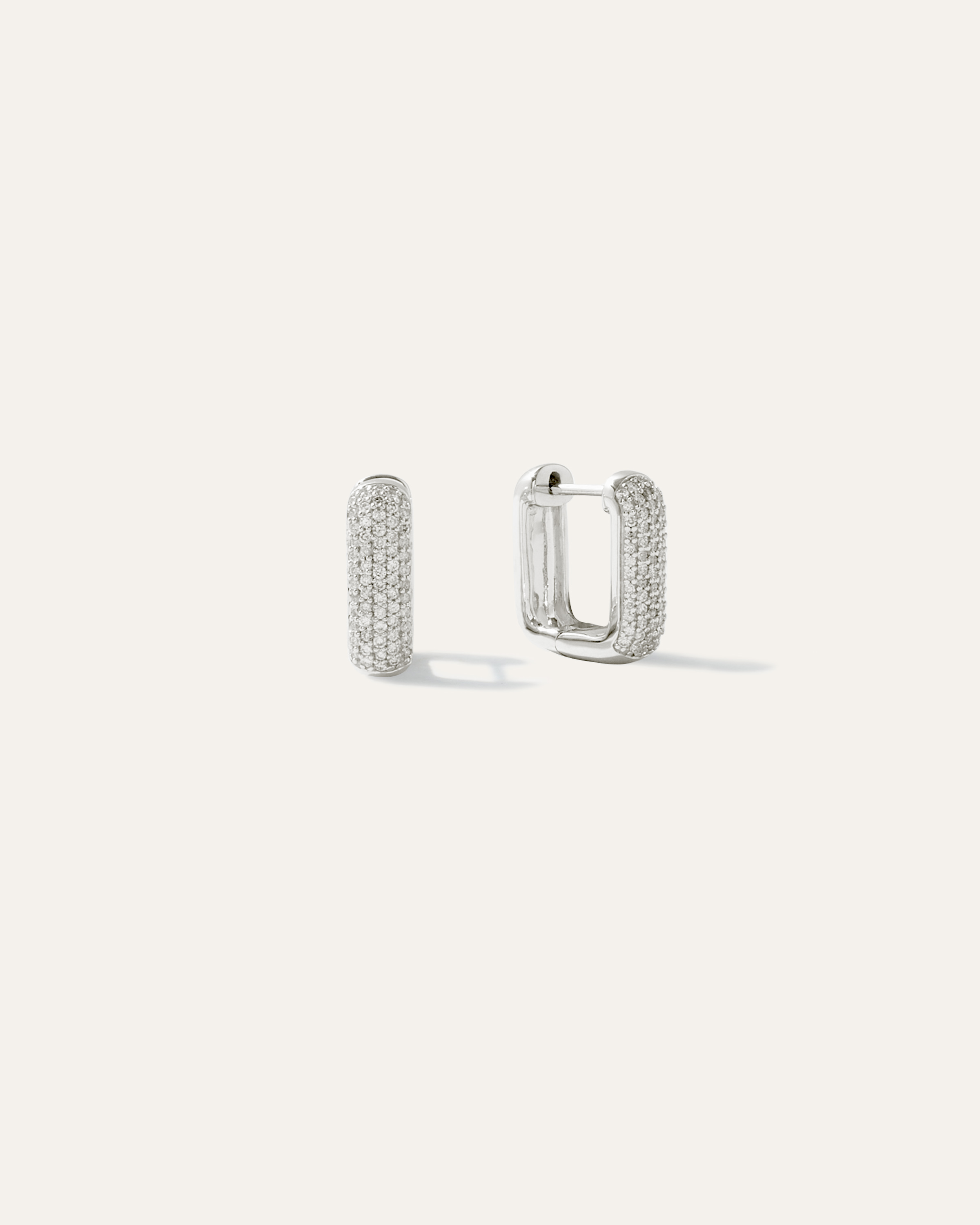 Quince Women's 14k Gold Pave Diamond Multirow Square Huggie Hoop Earrings In Metallic