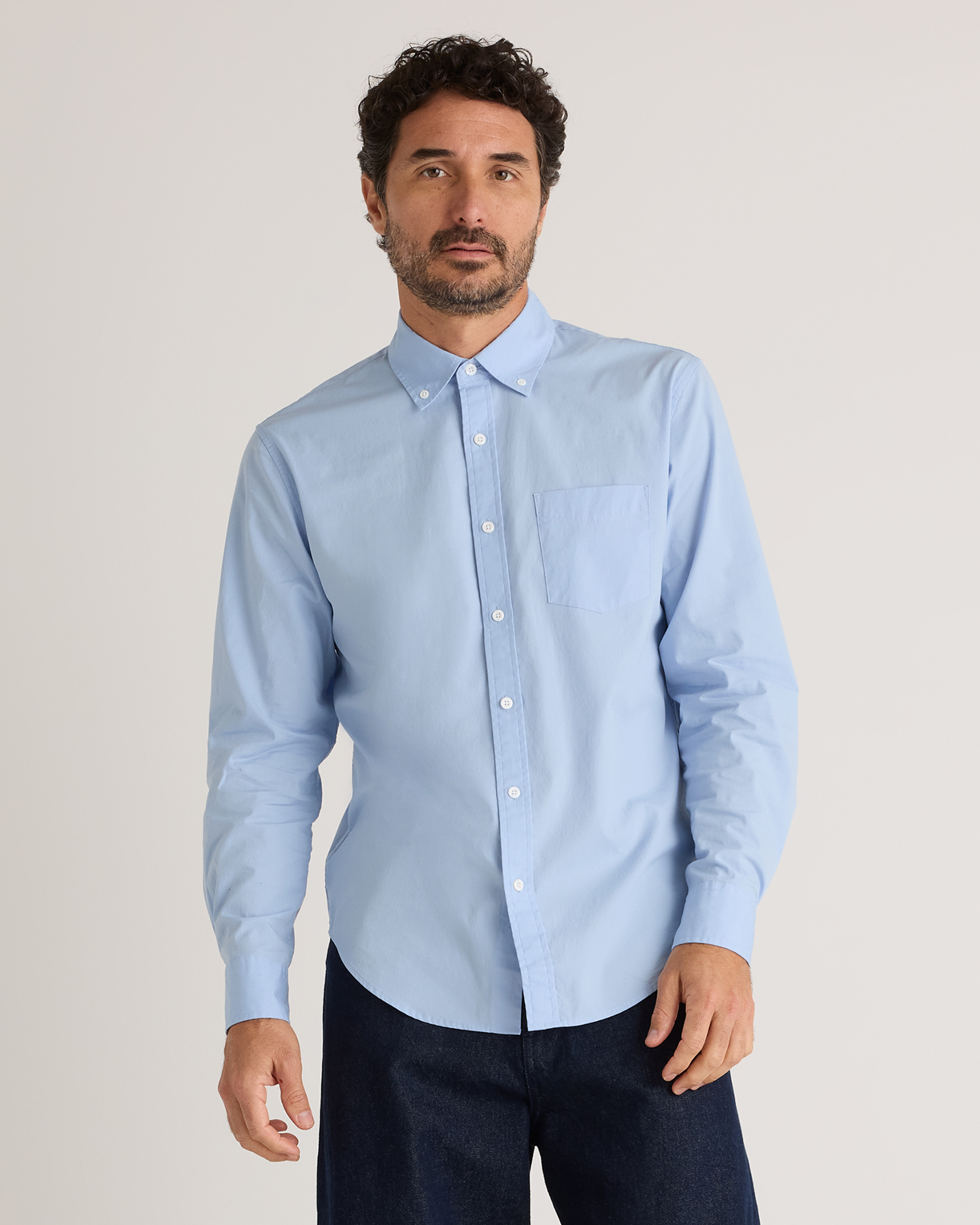 Shop Quince Men's Stretch Poplin Shirt In Light Blue